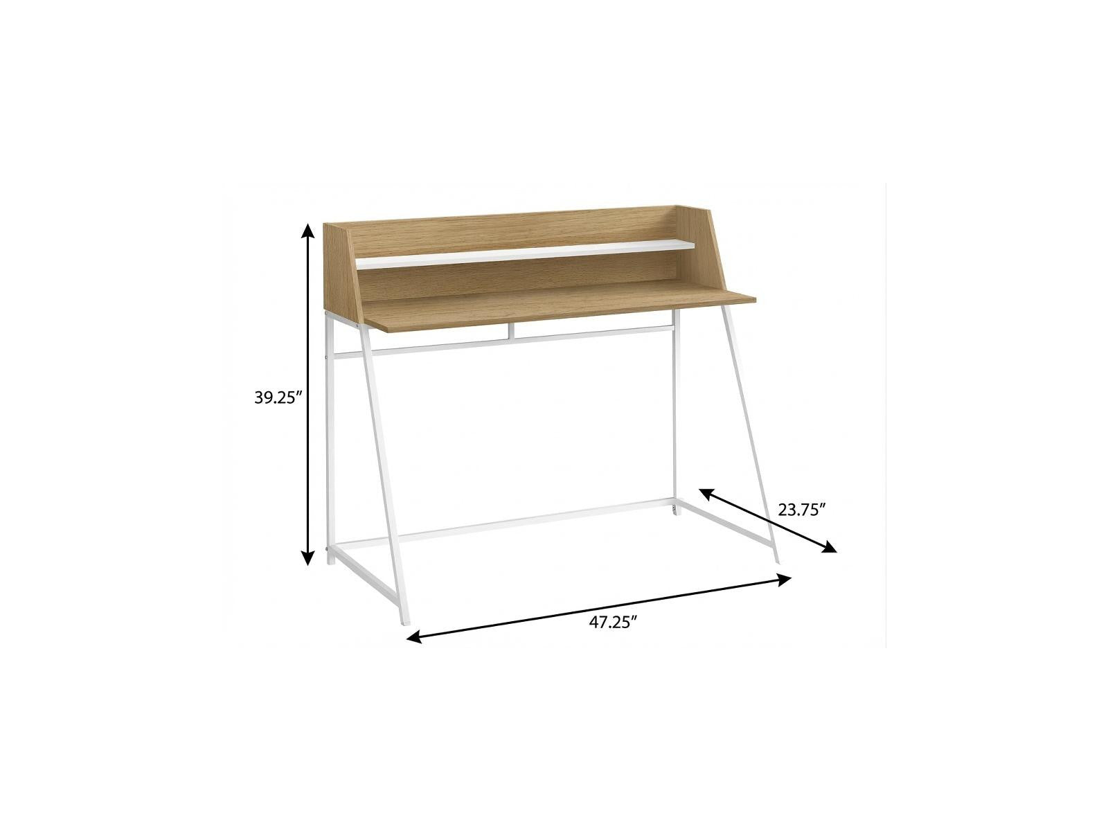 47" Natural and White Wood and Metal Sled Computer Desk
