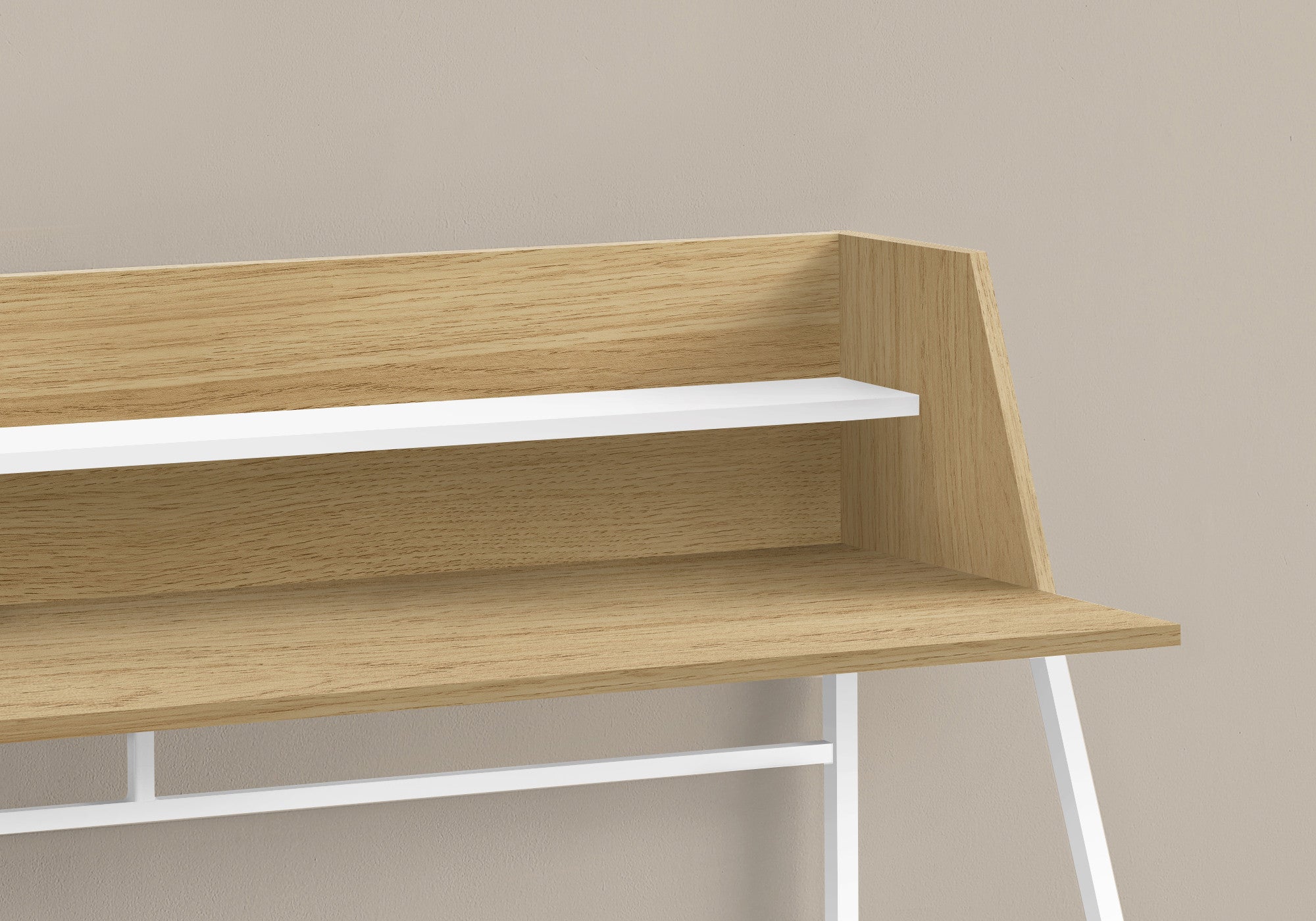 47" Natural and White Wood and Metal Sled Computer Desk
