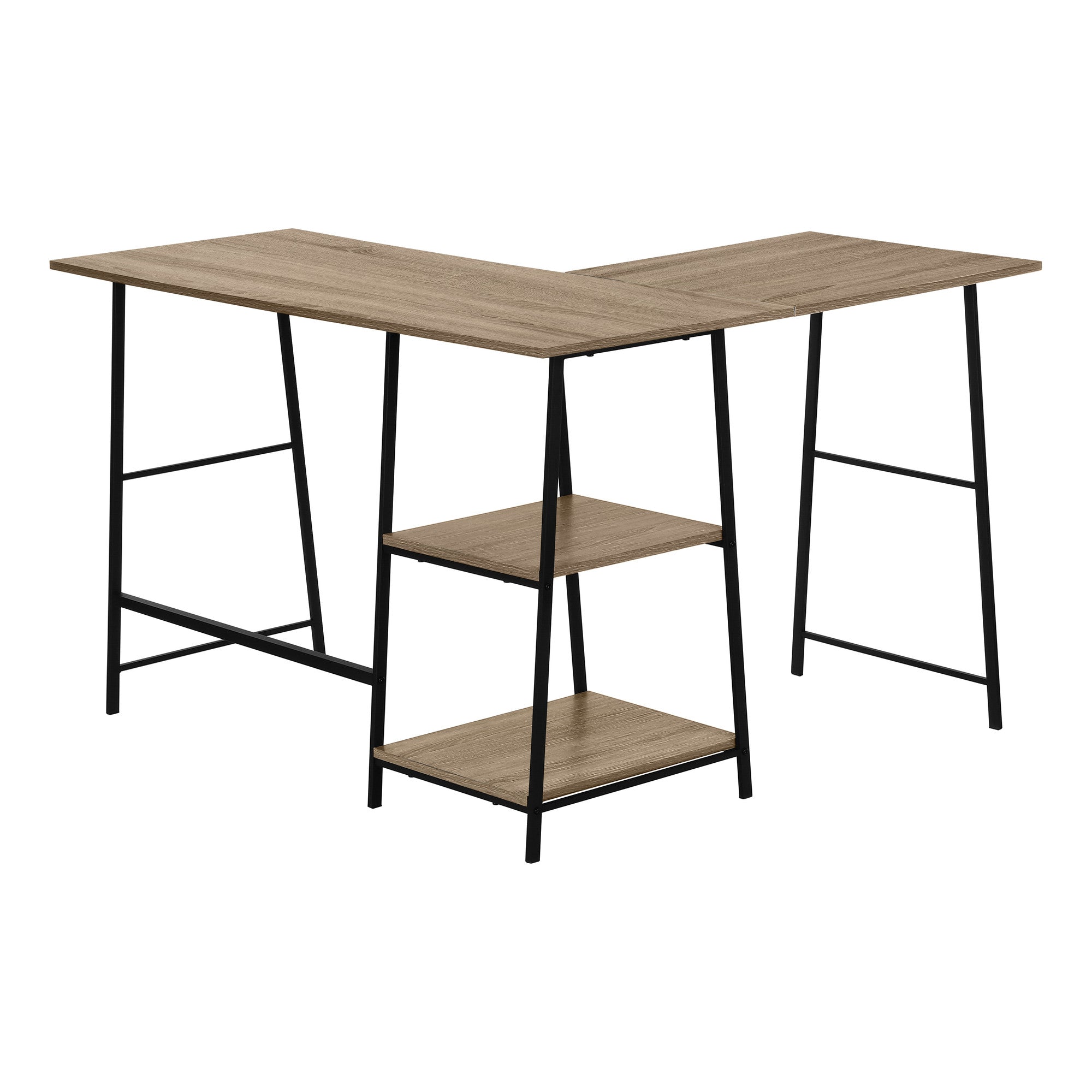 47" Taupe and Black L Shape Computer Desk