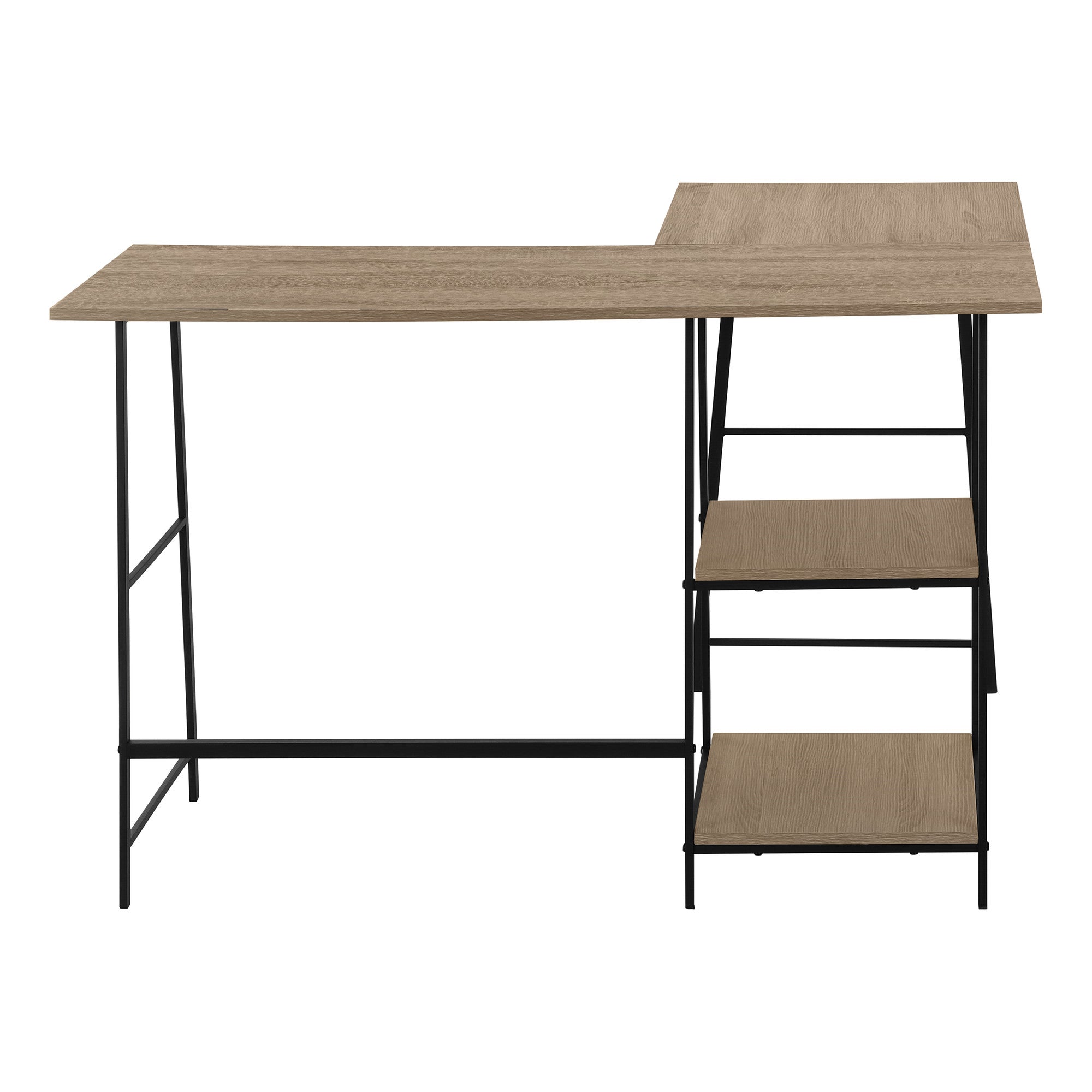 47" Taupe and Black L Shape Computer Desk