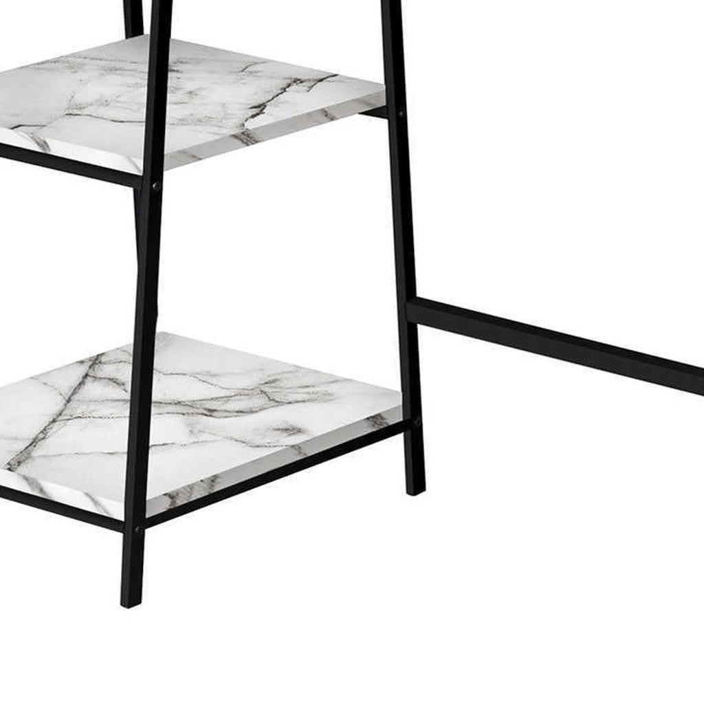 47" White and Black Wood and Metal Corner Trestle Computer Desk