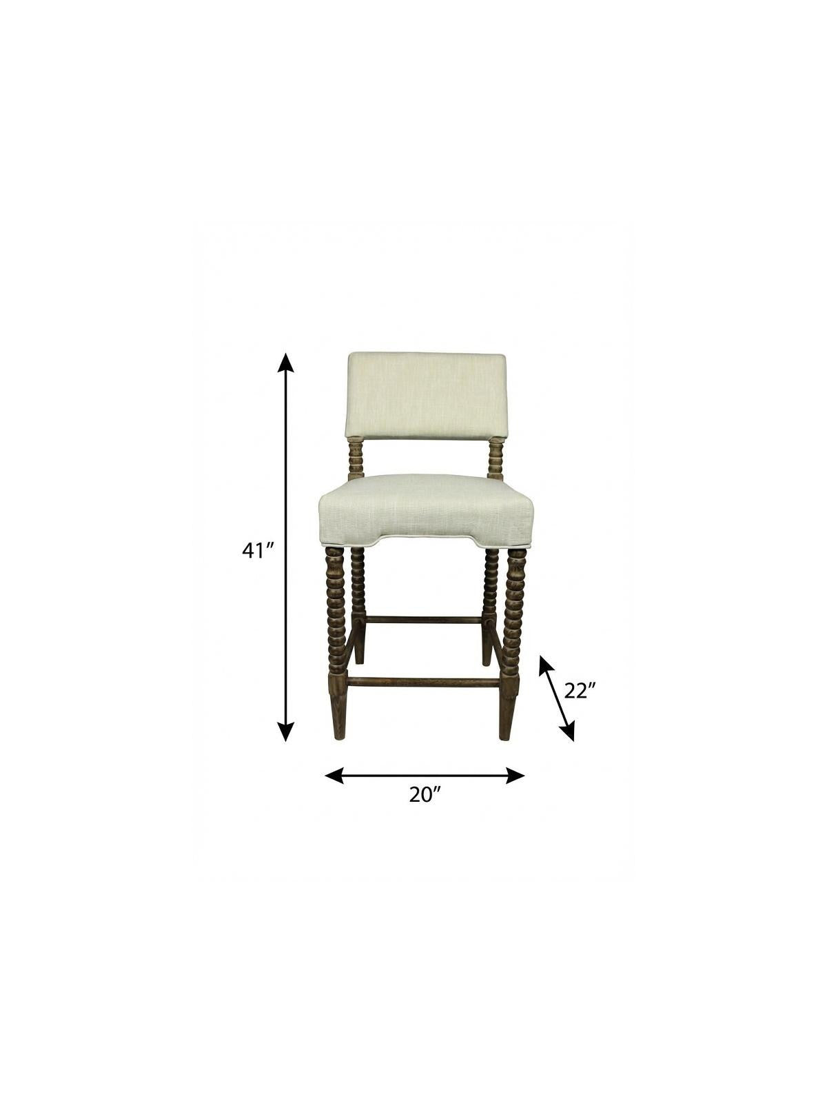 26 " Off White And Brown Solid and Manufactured Wood Counter Height Bar Chair