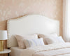 White Faux Leather Upholstered Arched Queen Headboard With Nail Head Trim
