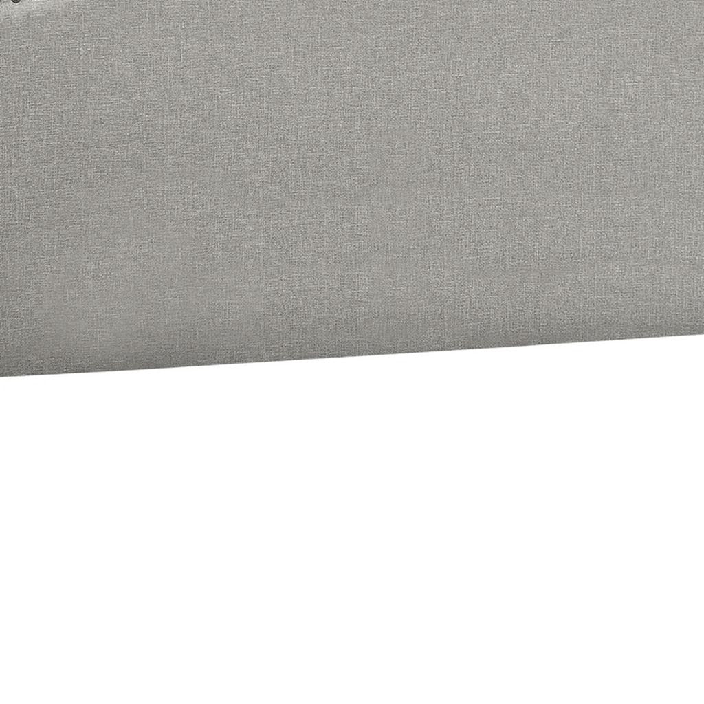 Gray Linen Blend Upholstered Arched Full Headboard With Nail Head Trim