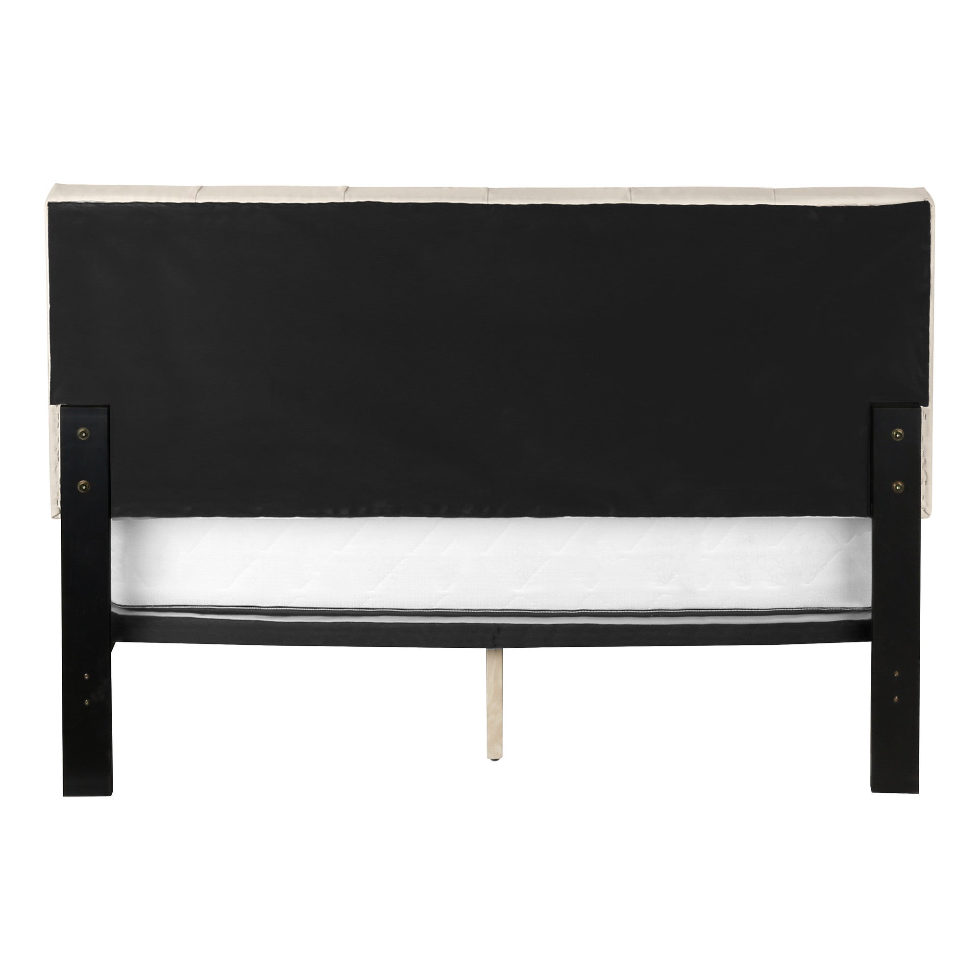 Beige Tufted Linen Queen Bed Frame