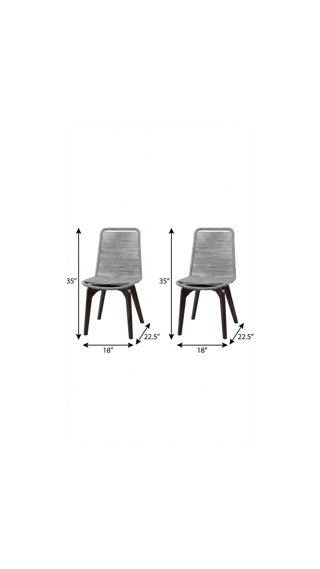 Set of Two 18" Silver Solid Wood Outdoor Dining Chair