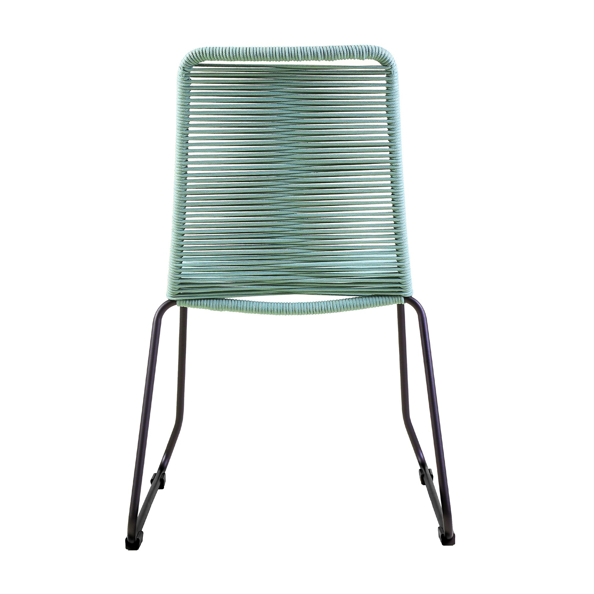 Set of Two 23" Green Metal Outdoor Dining Chair