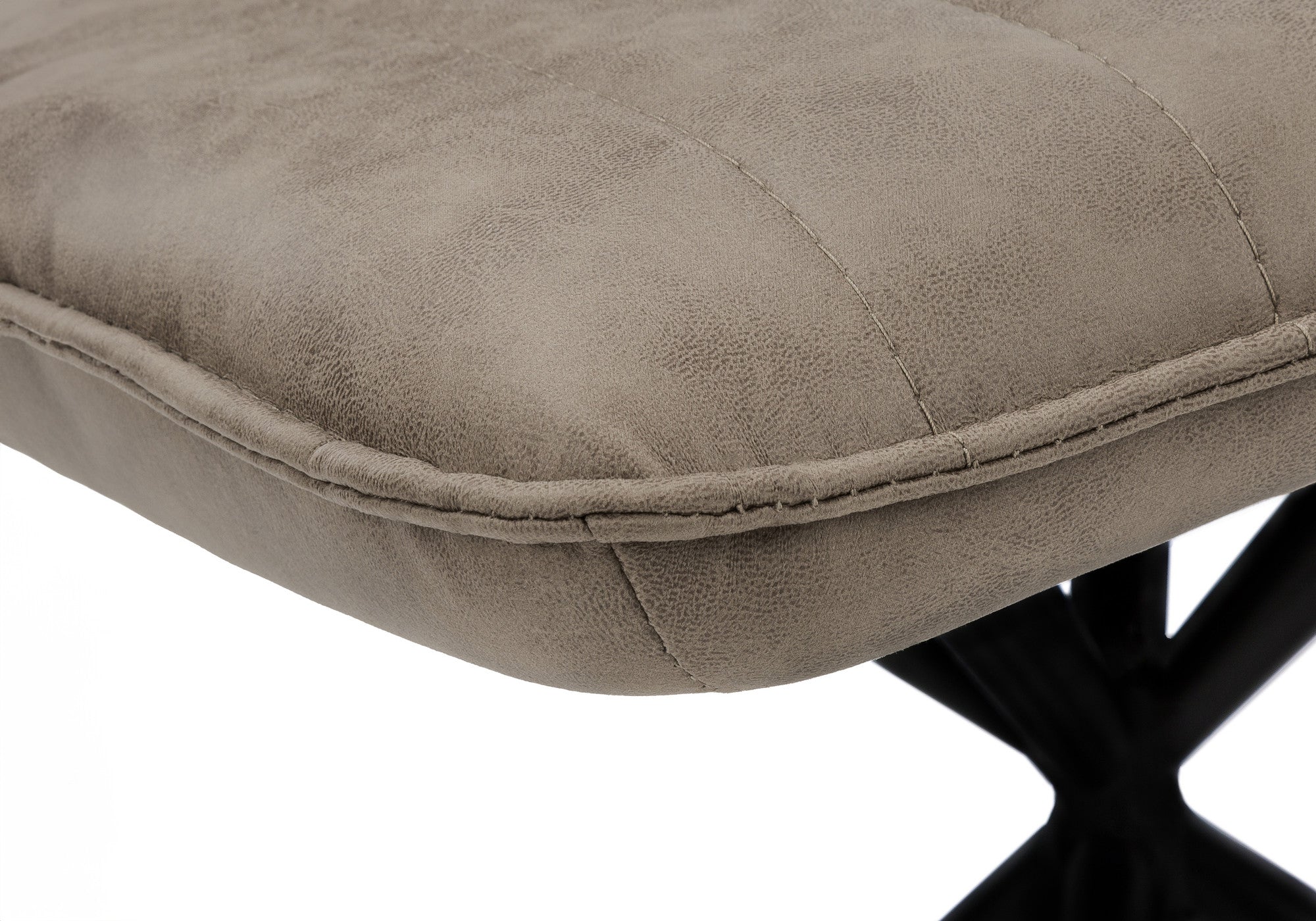 Set of Two Tufted Taupe And Black Upholstered Faux Leather Dining Parsons Chairs