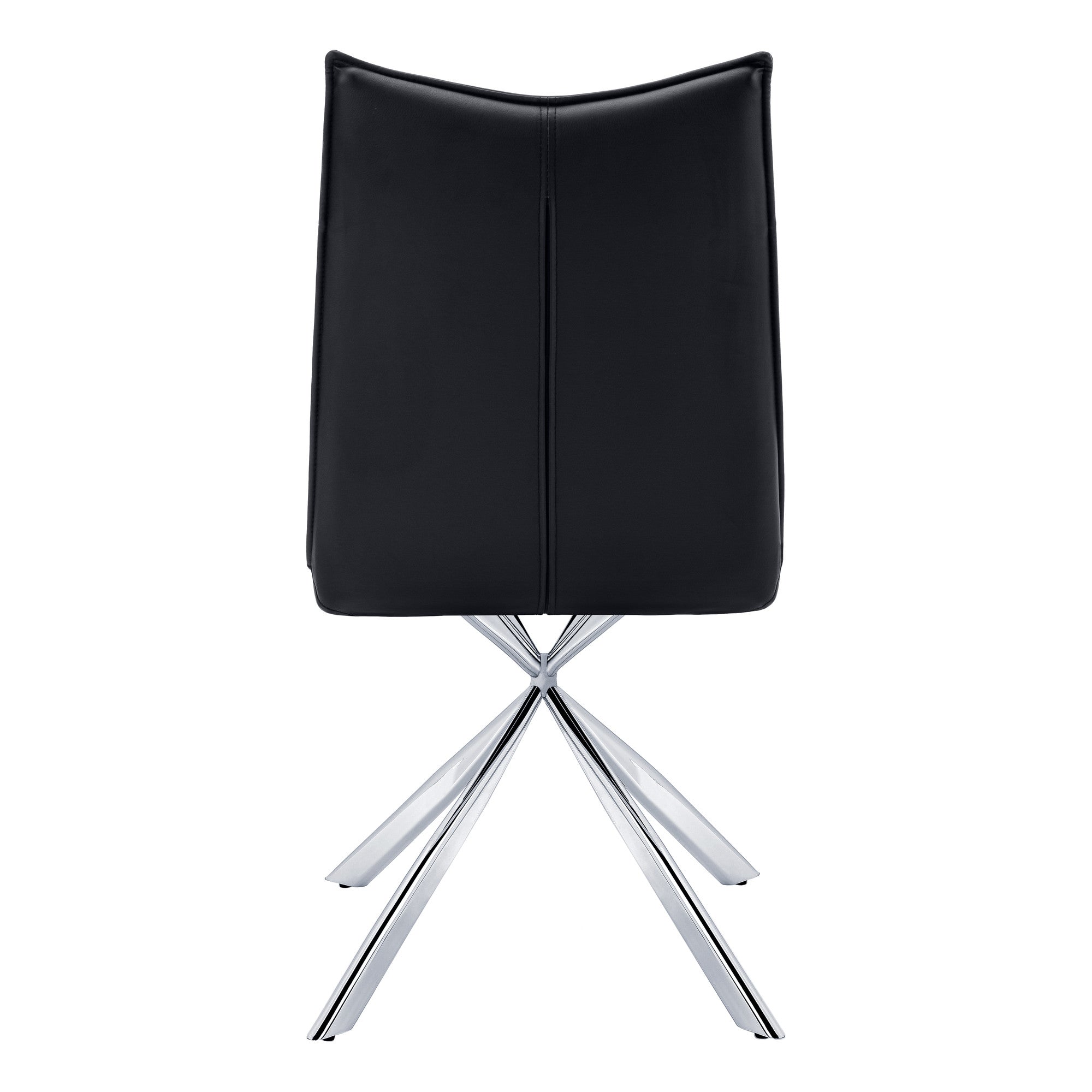 Set of Two Tufted Black And Silver Upholstered Faux Leather Dining Parsons Chairs
