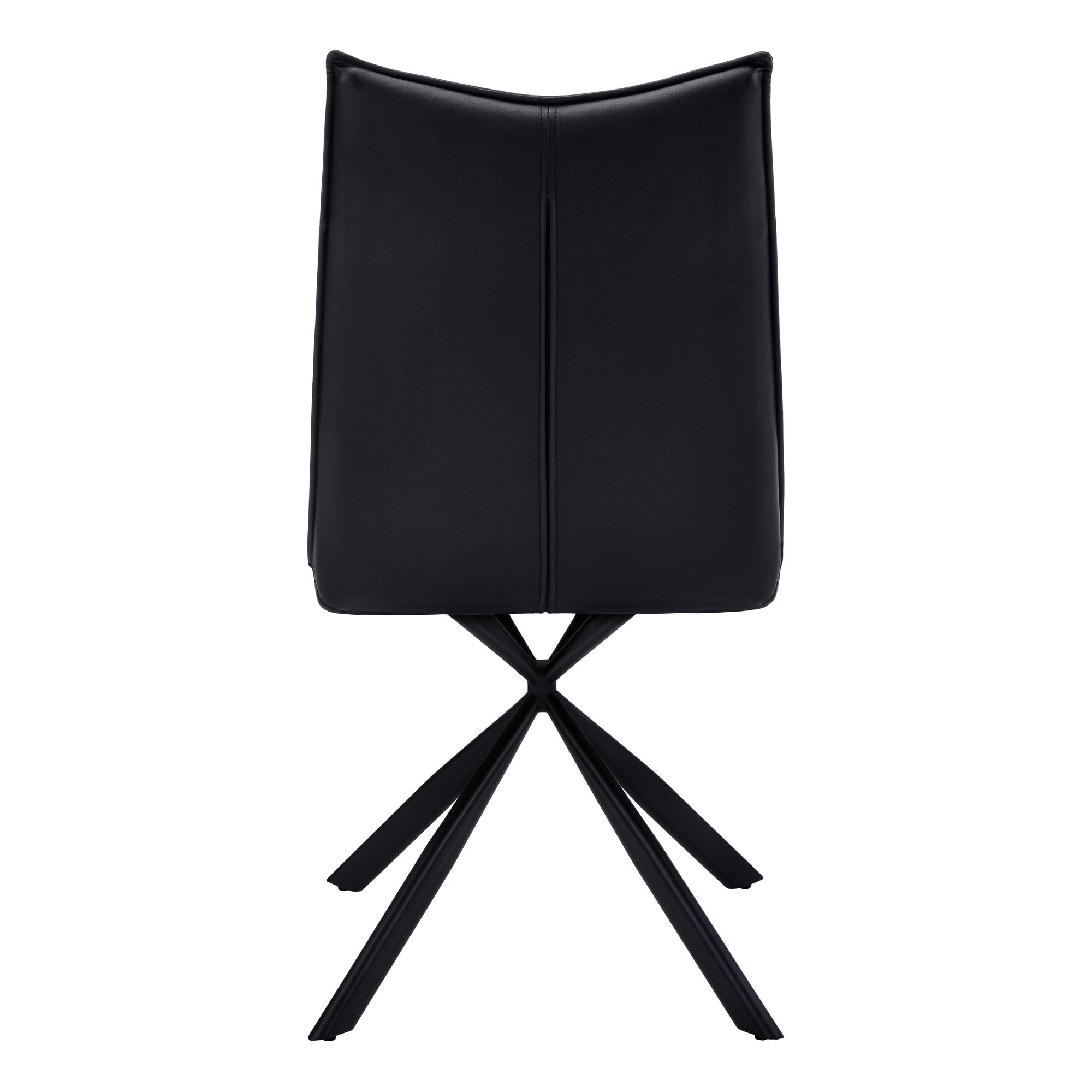 Set of Two Tufted Black Upholstered Faux Leather Dining Parsons Chairs