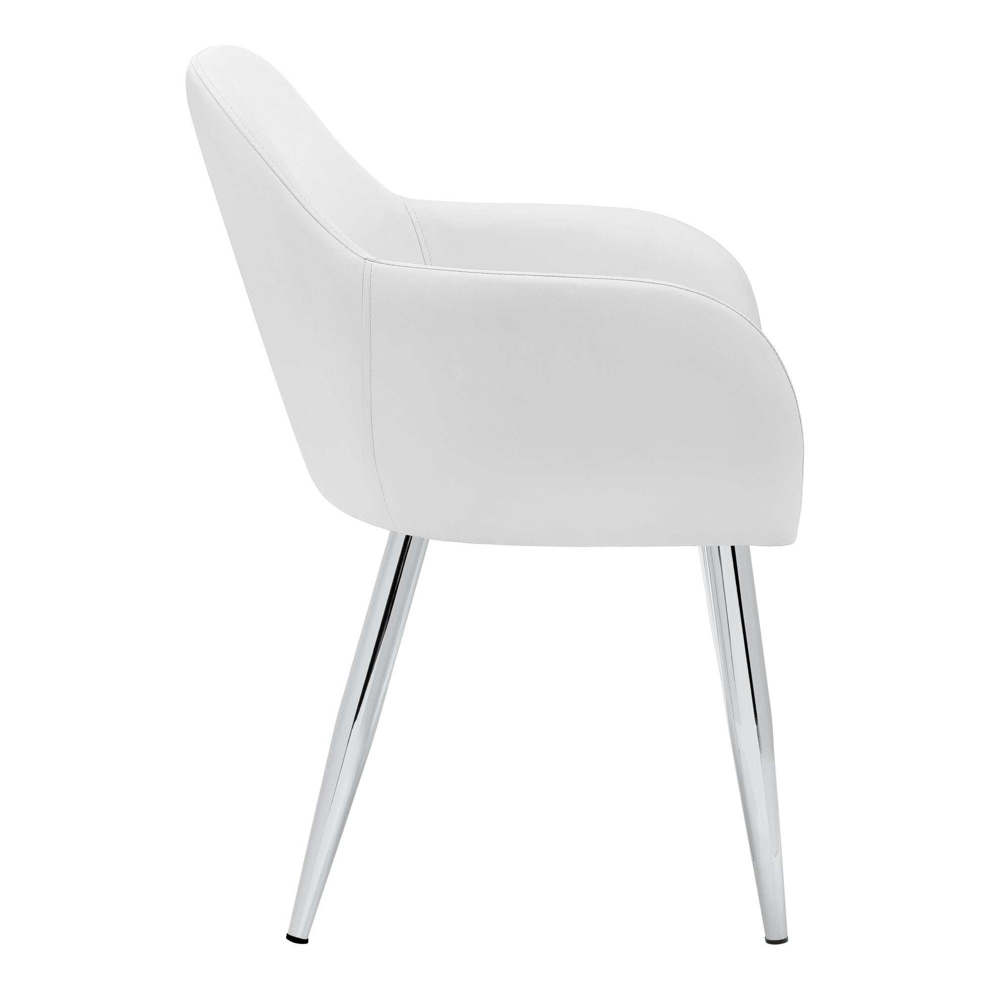 Set of Two White And Silver Upholstered Faux Leather Dining Arm Chairs