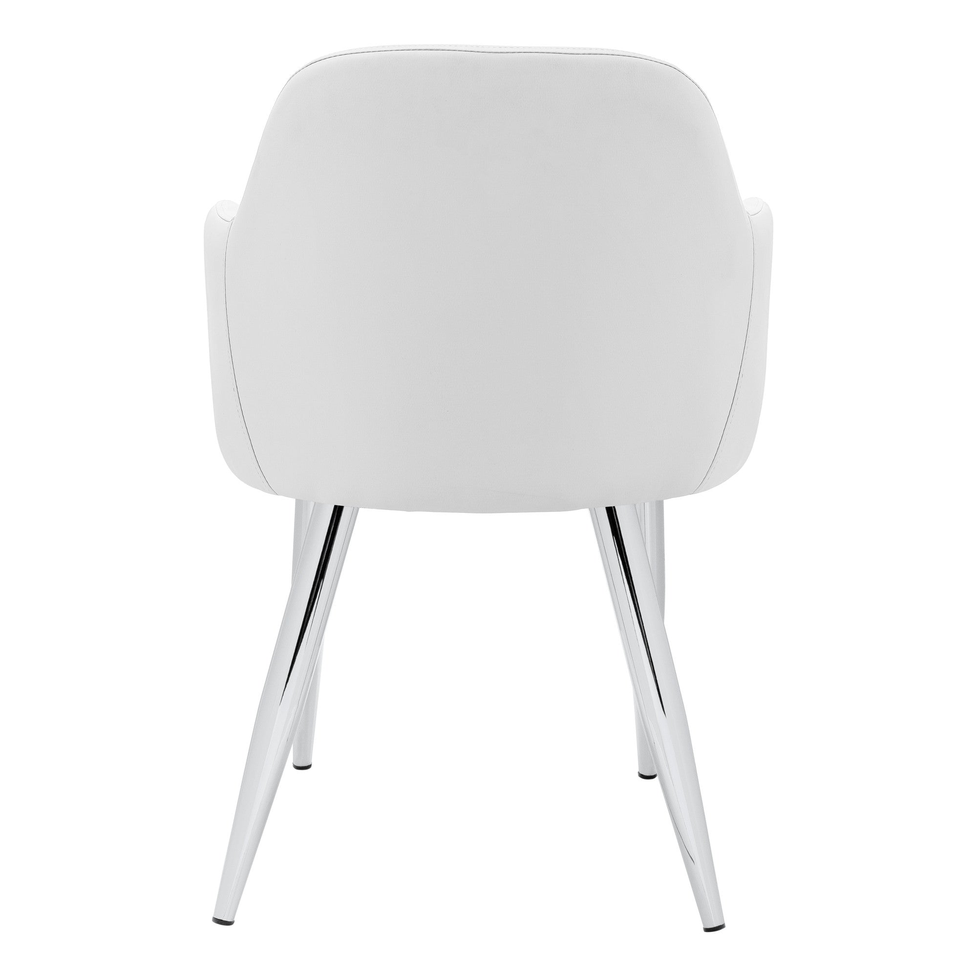 Set of Two White And Silver Upholstered Faux Leather Dining Arm Chairs