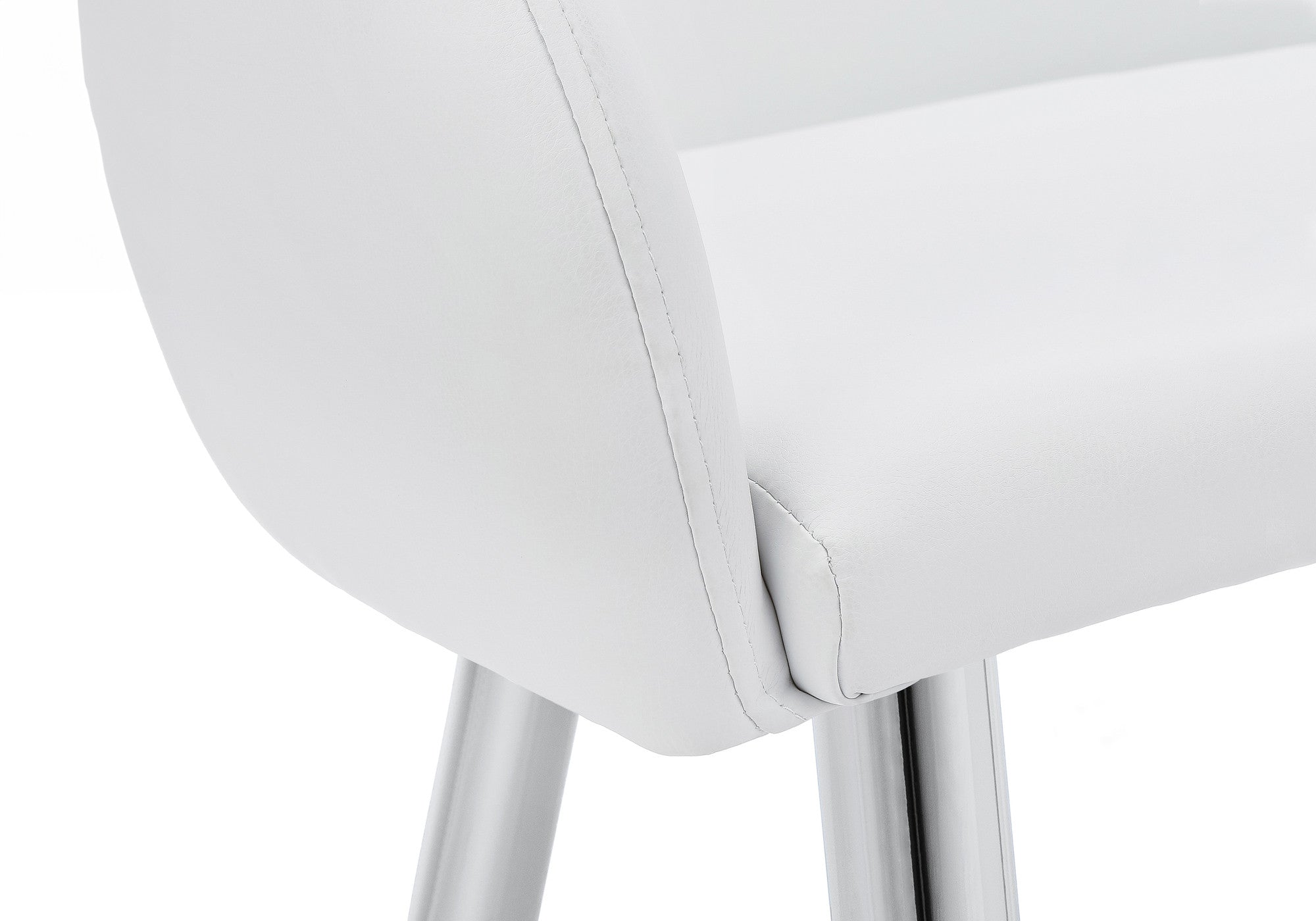 Set of Two White And Silver Upholstered Faux Leather Dining Arm Chairs
