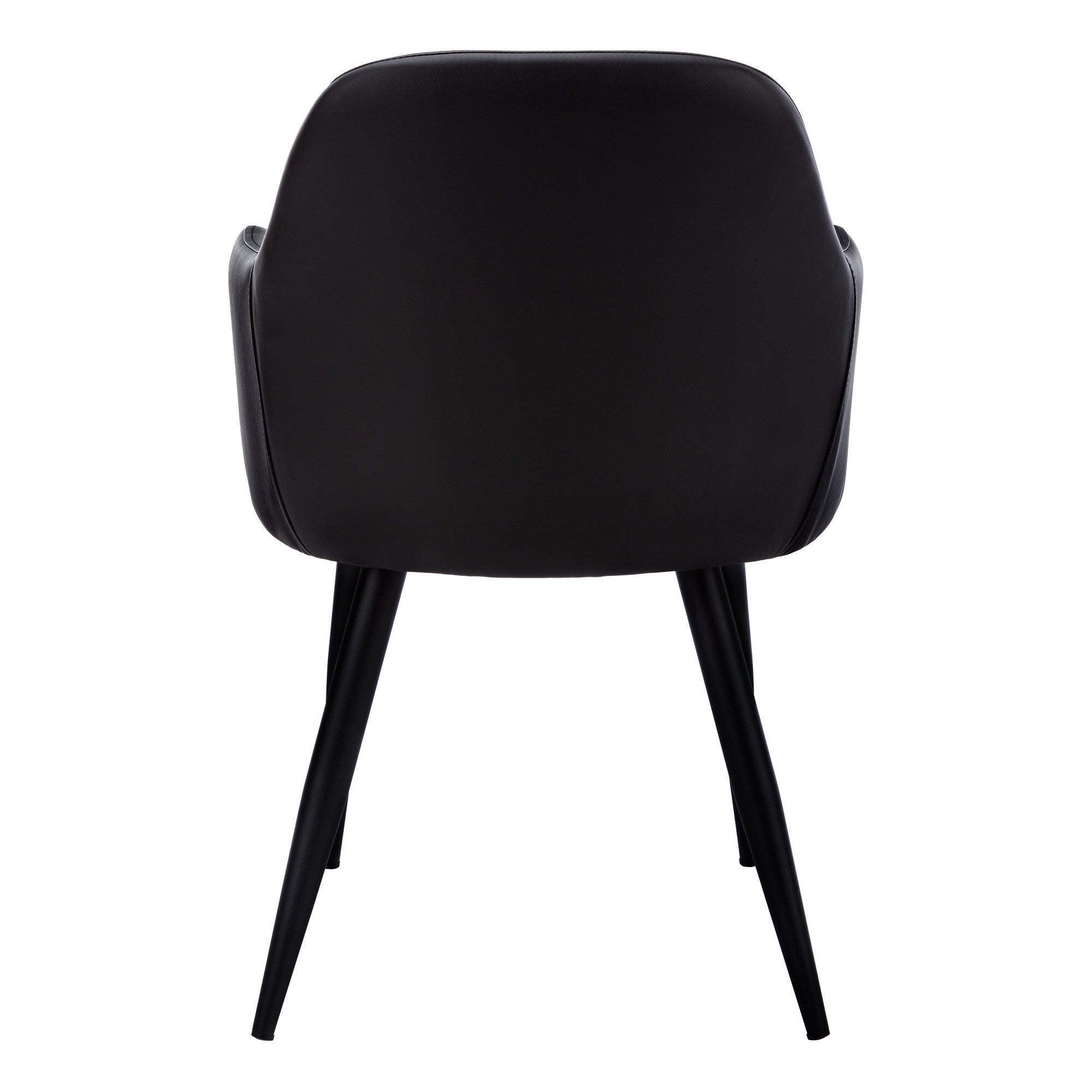 Set of Two Black Upholstered Faux Leather Dining Arm Chairs
