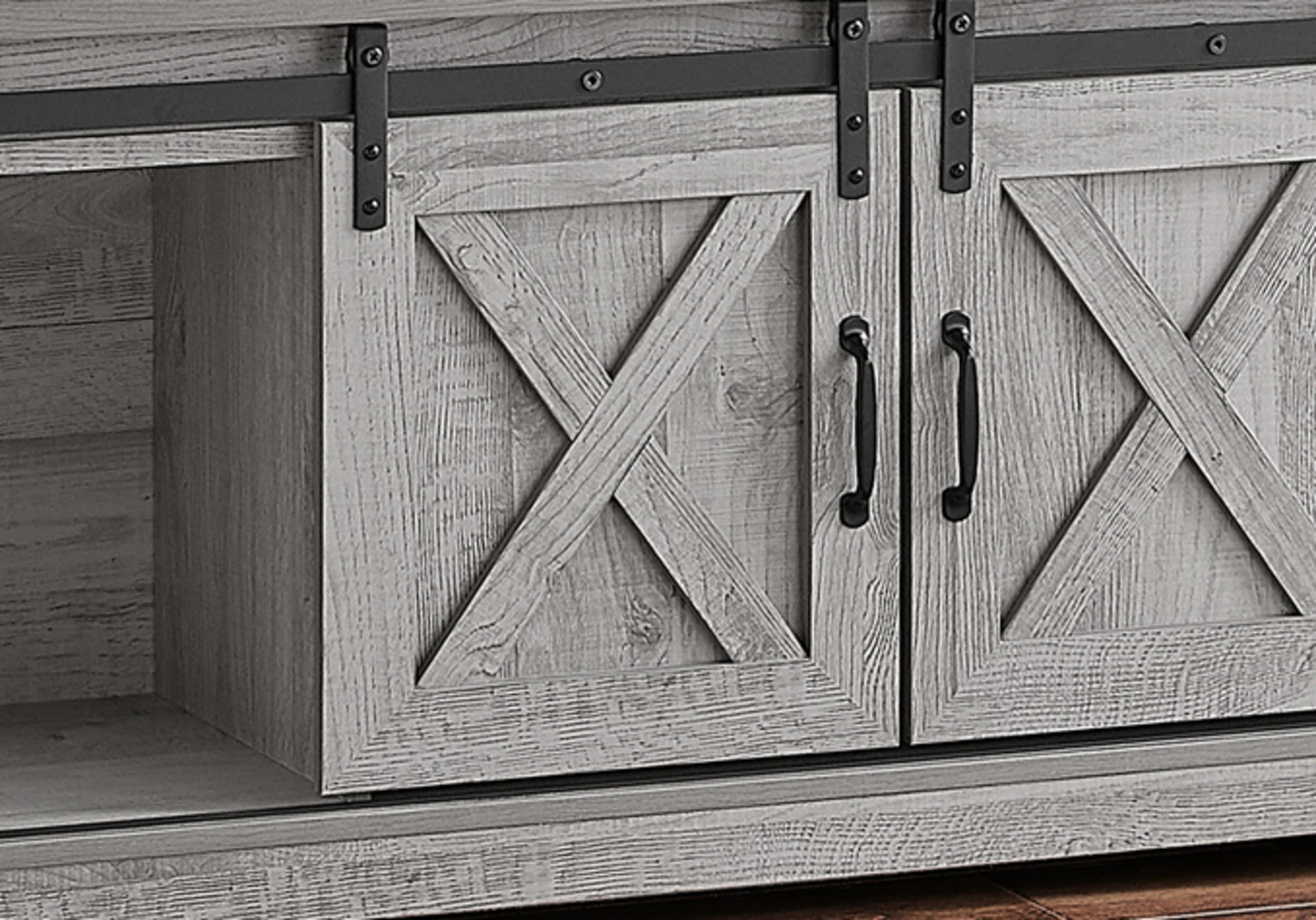59" Gray Cabinet Enclosed Storage TV Stand