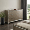 66" Champagne Solid and Manufactured Wood Six Drawer Double Dresser