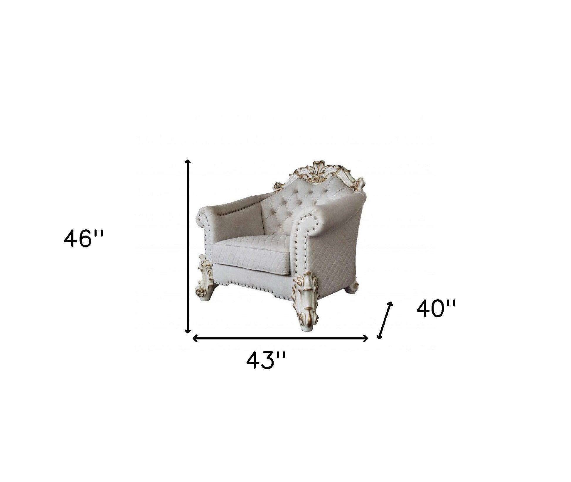 43" Ivory and Pearl Fabric Striped Arm Chair And Toss Pillows