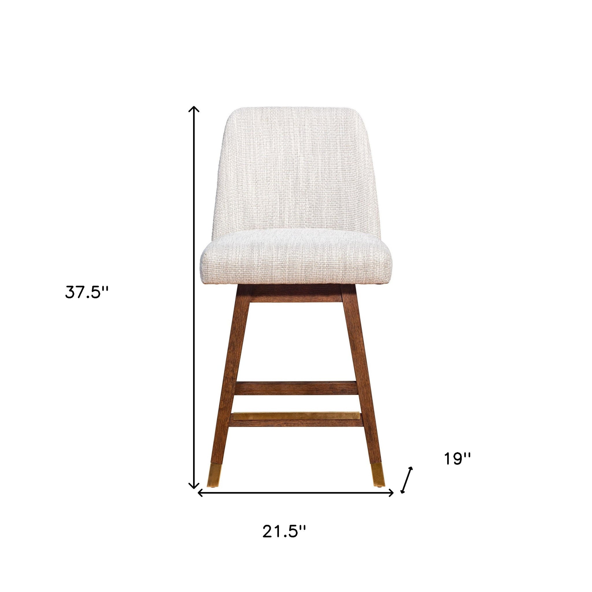 Beige And Brown Solid Wood Swivel Counter Height Bar Chair