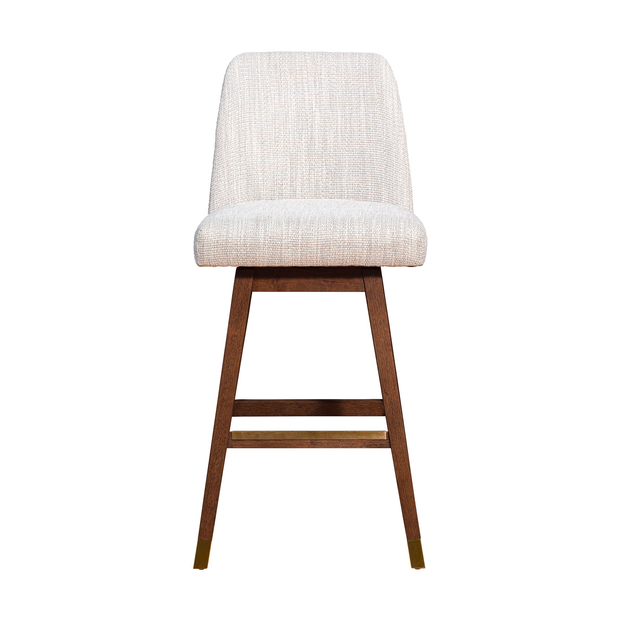 Beige and Brown Solid Wood Bar Height Swivel Bar Chair