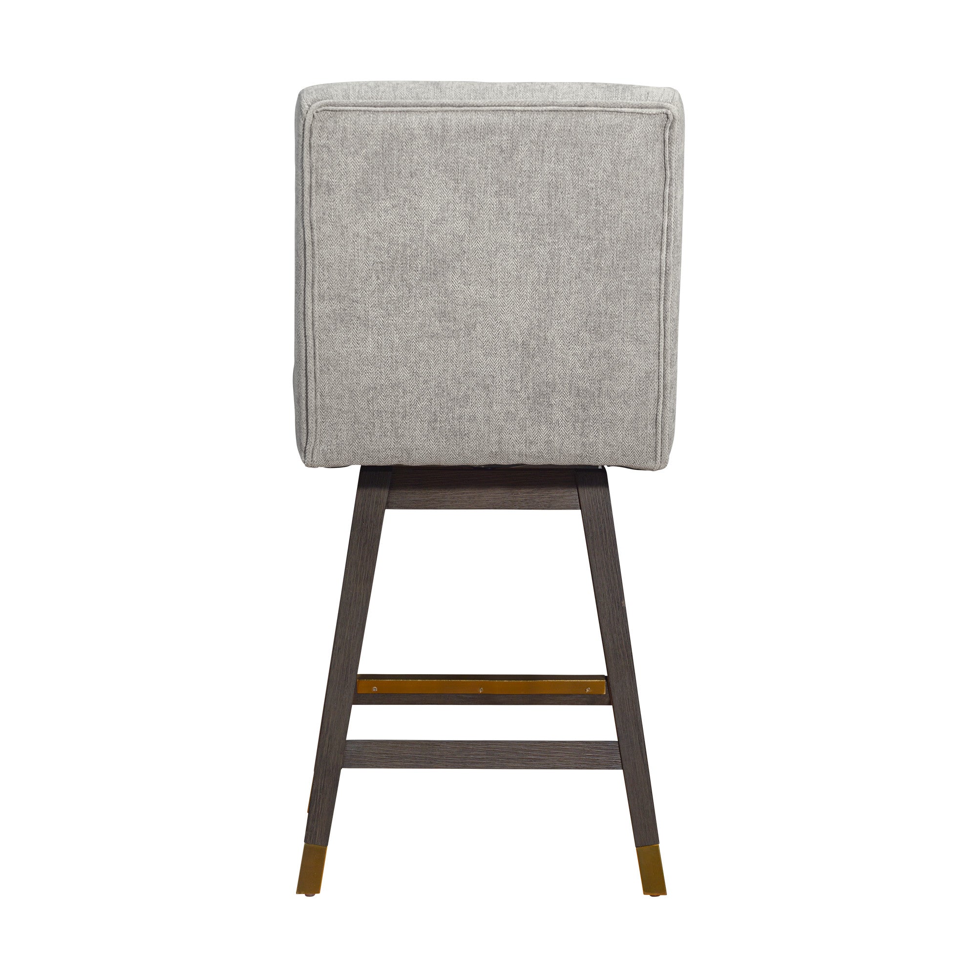 26" Brown and Gray Fabric and Solid Wood Counter Height Swivel Bar Chair