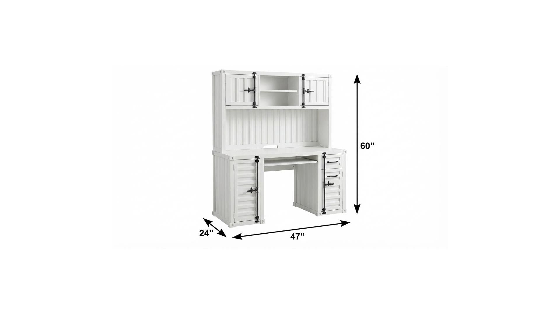 47" White Metal Writing Desk