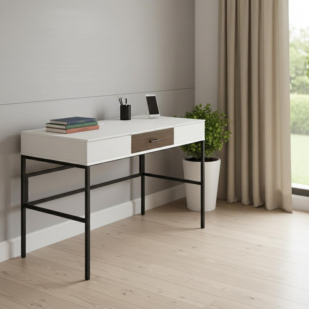 42" White and Black Writing Desk