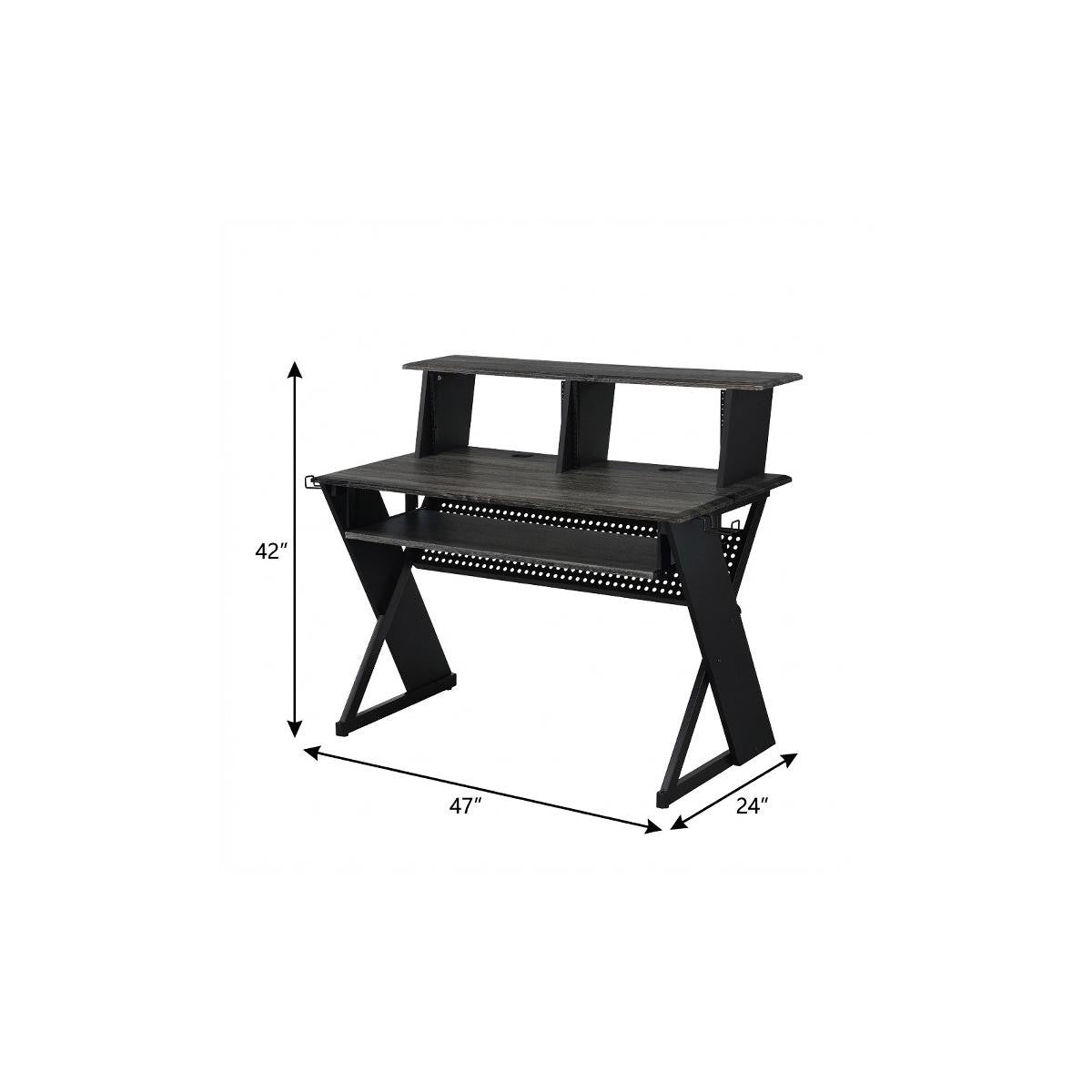 47" Black Wood and Metal Computer Desk