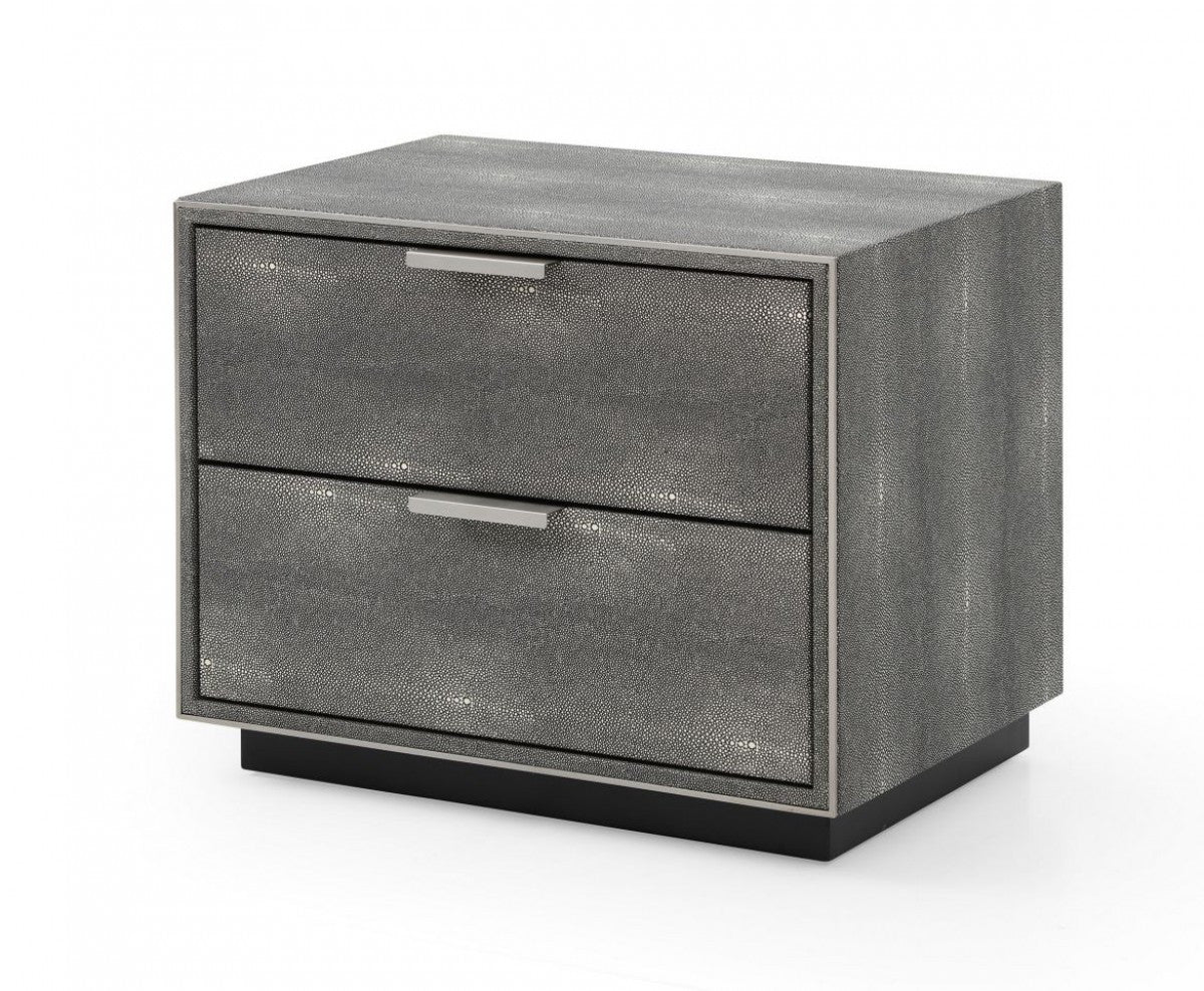 19" Gray Shagreen Two Drawer Nightstand