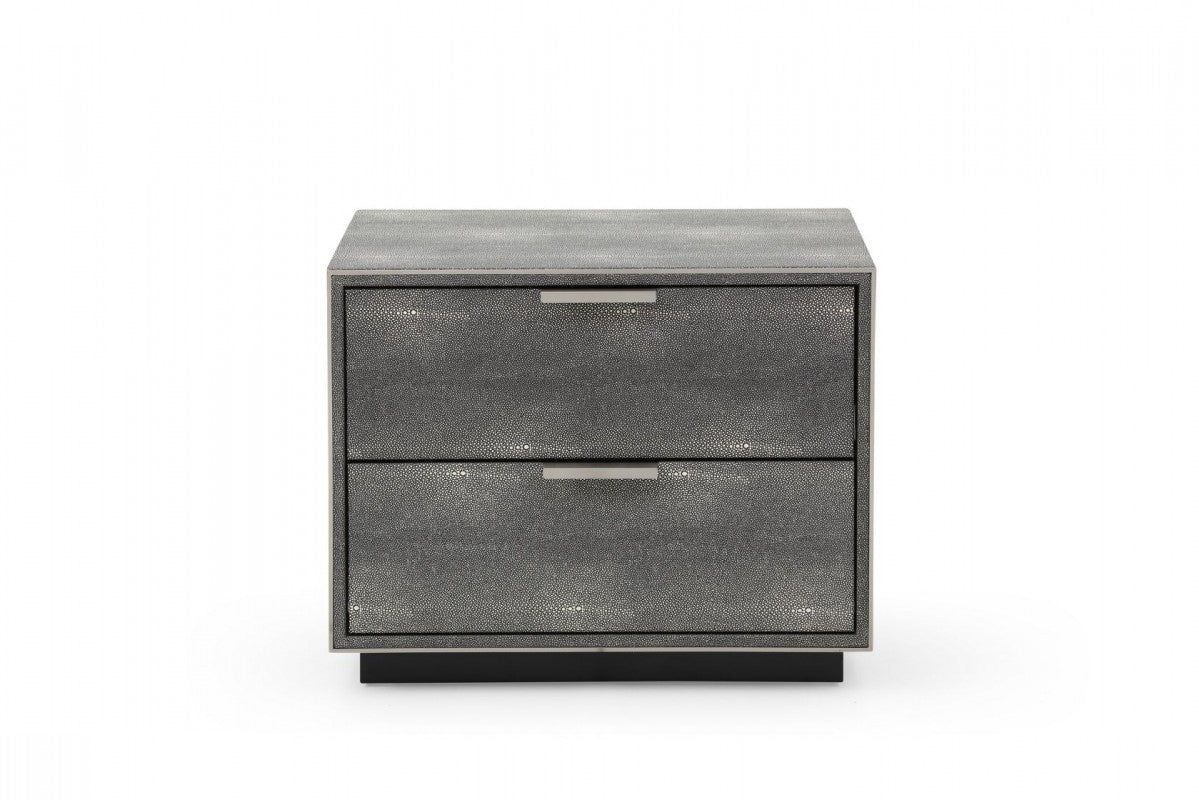 19" Gray Shagreen Two Drawer Nightstand