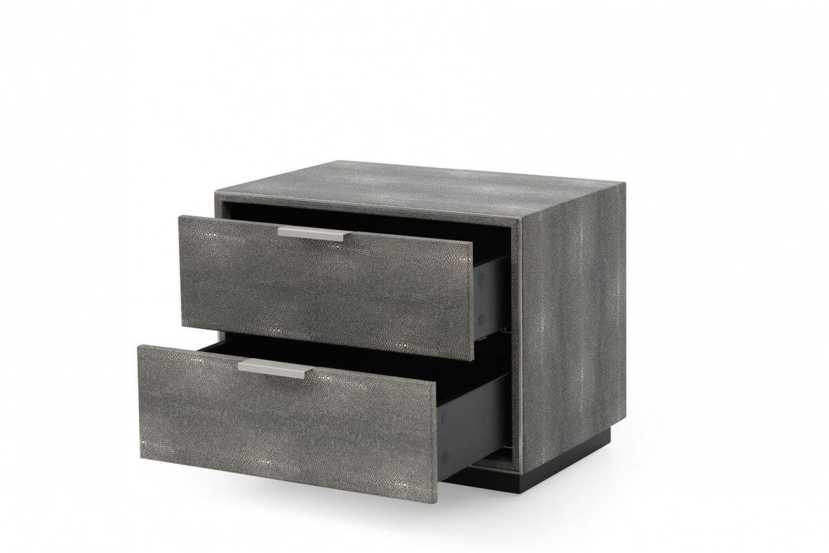 19" Gray Shagreen Two Drawer Nightstand