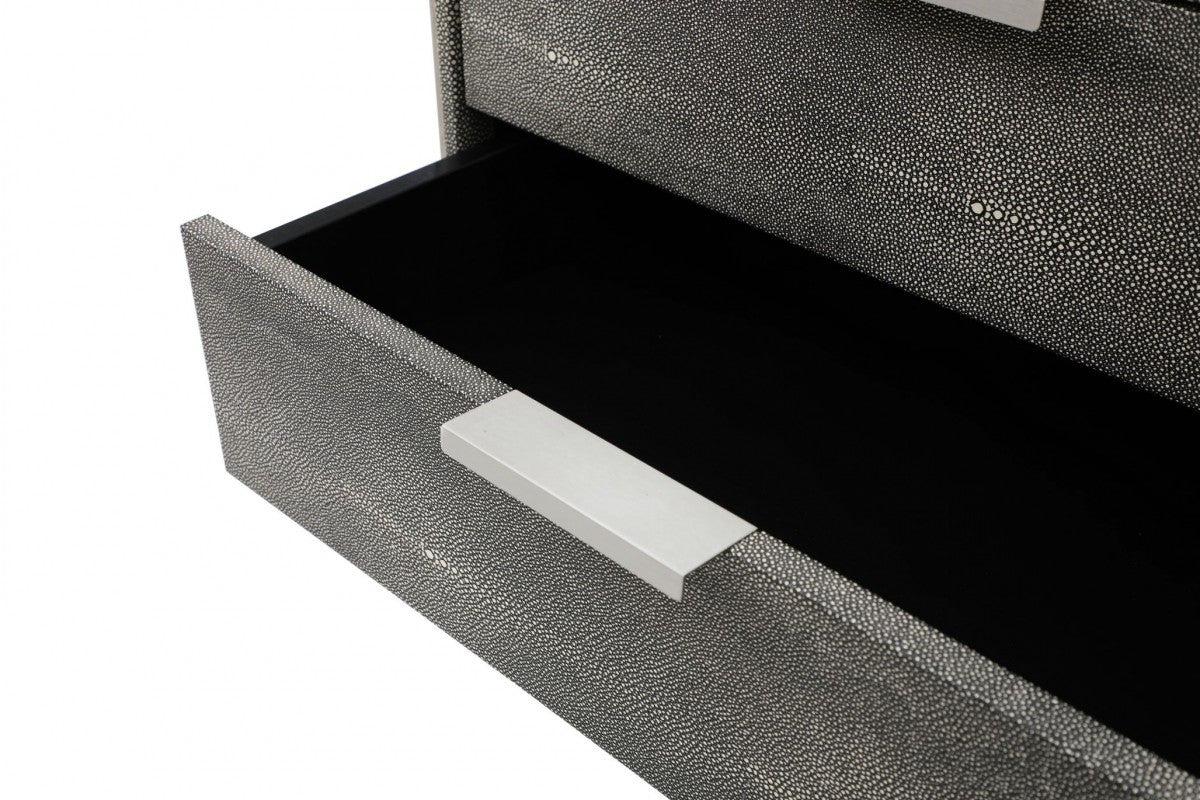 19" Gray Shagreen Two Drawer Nightstand