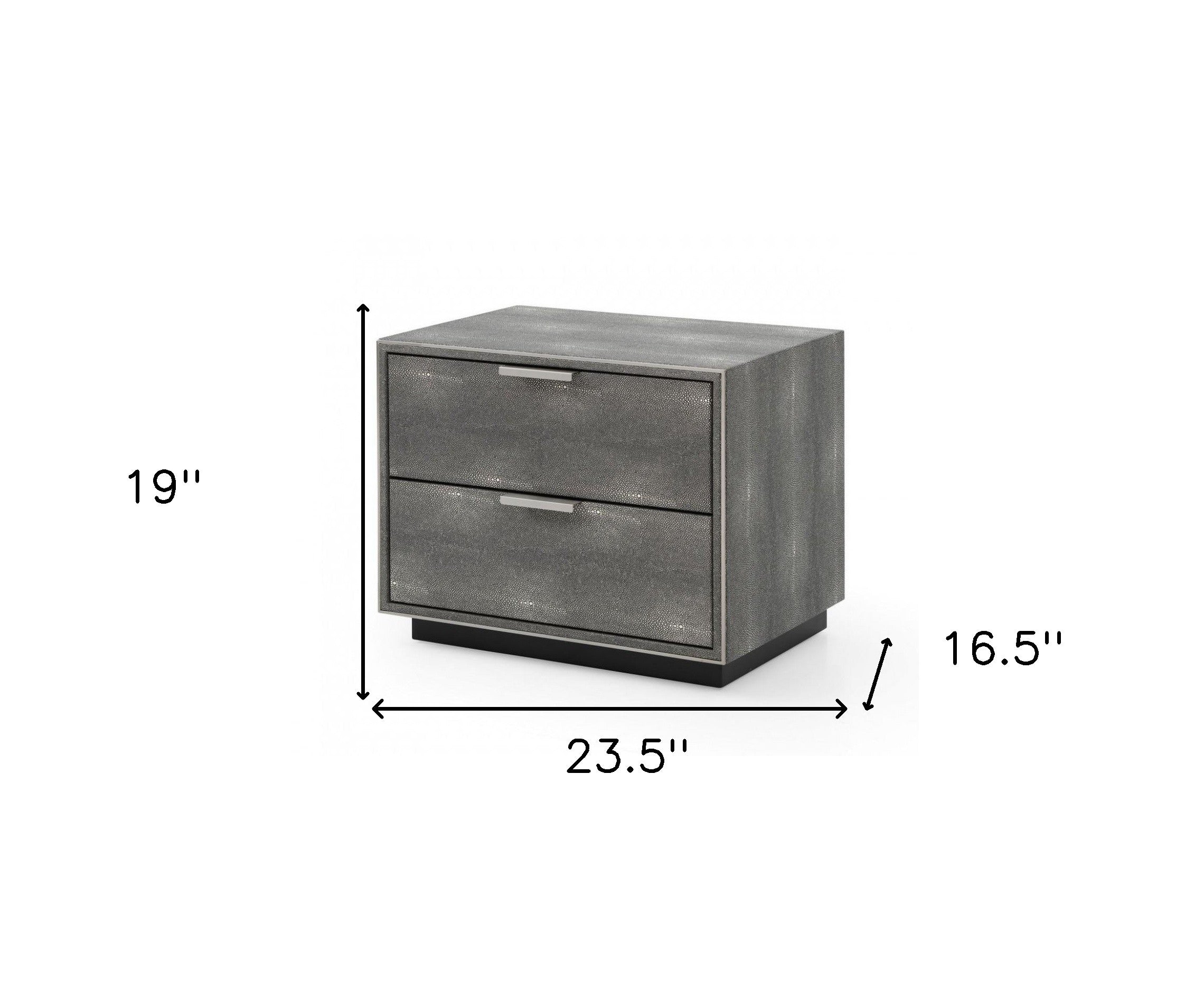 19" Gray Shagreen Two Drawer Nightstand