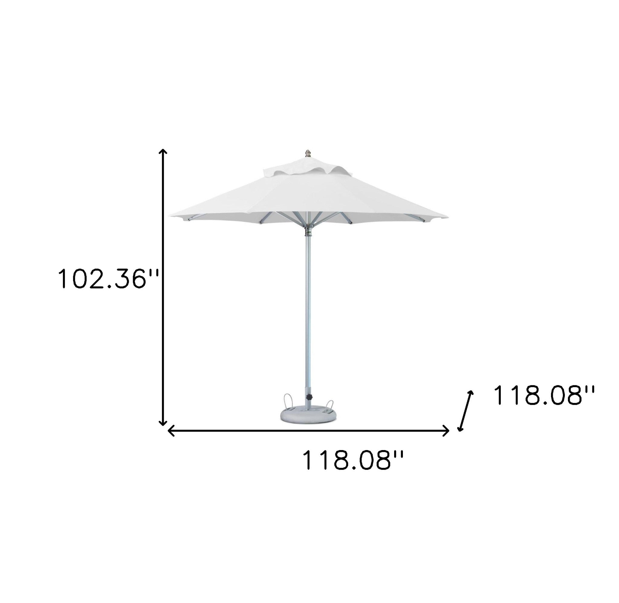 102" White Polyester Round Market Patio Umbrella