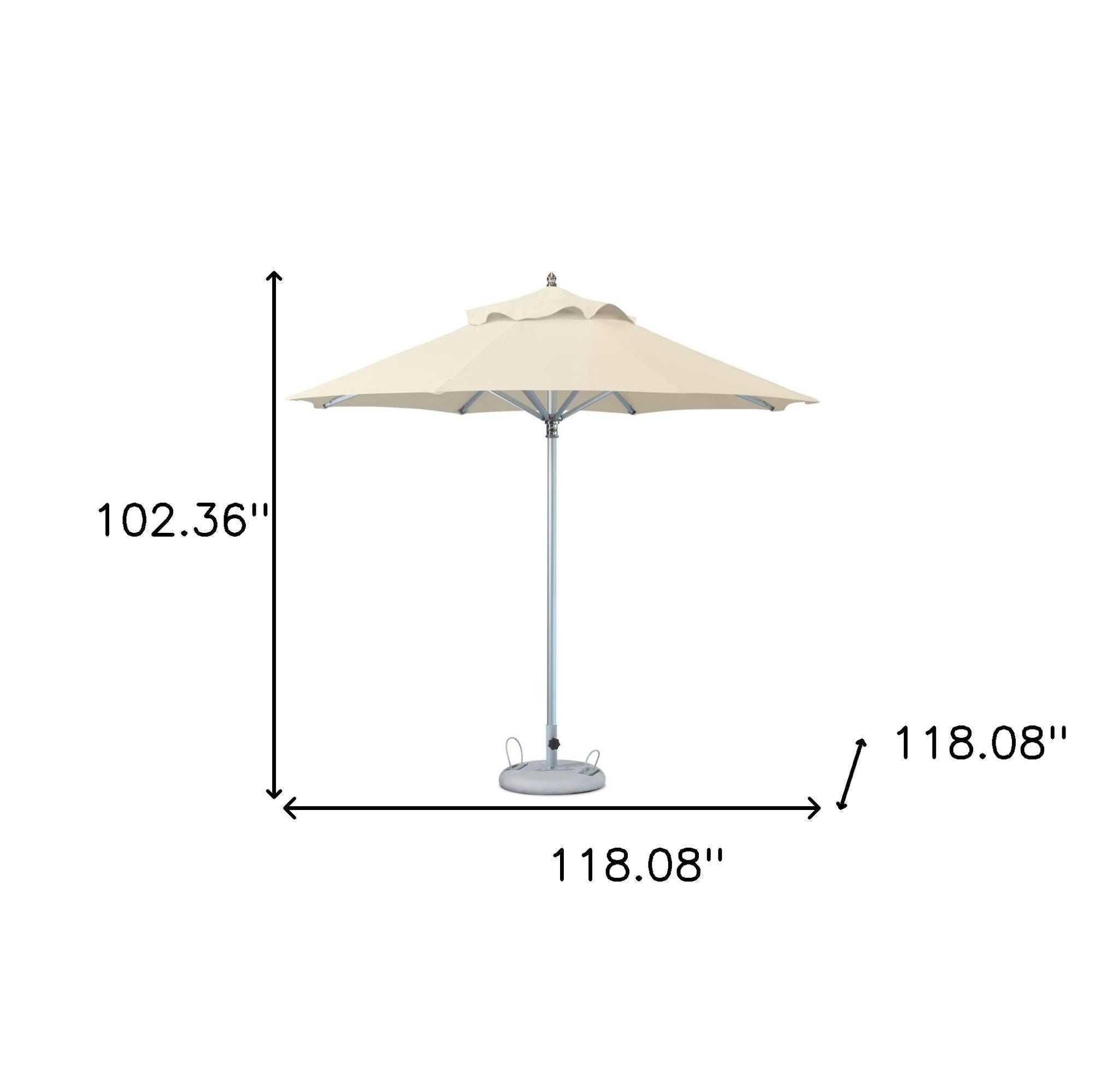 102" Ecru Polyester Round Market Patio Umbrella