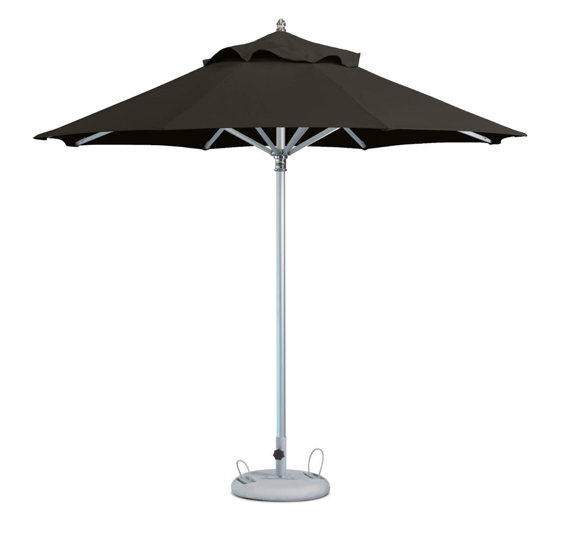 102" Black Polyester Round Market Patio Umbrella with Stand