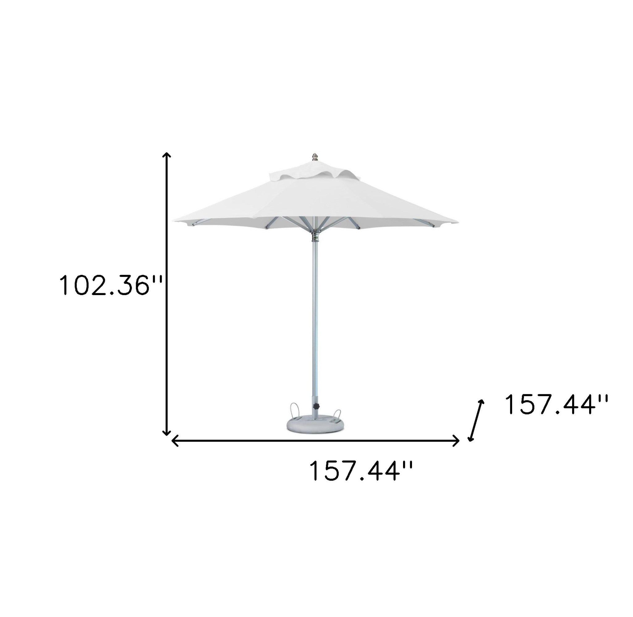 102" White Polyester Round Market Patio Umbrella