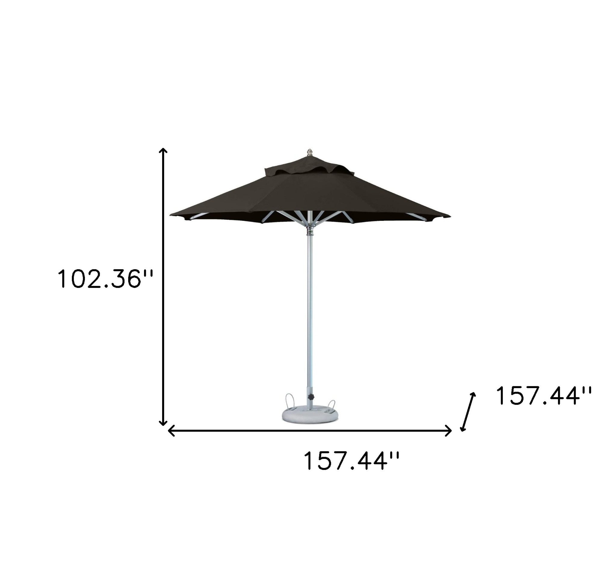 102" Black Polyester Round Market Patio Umbrella