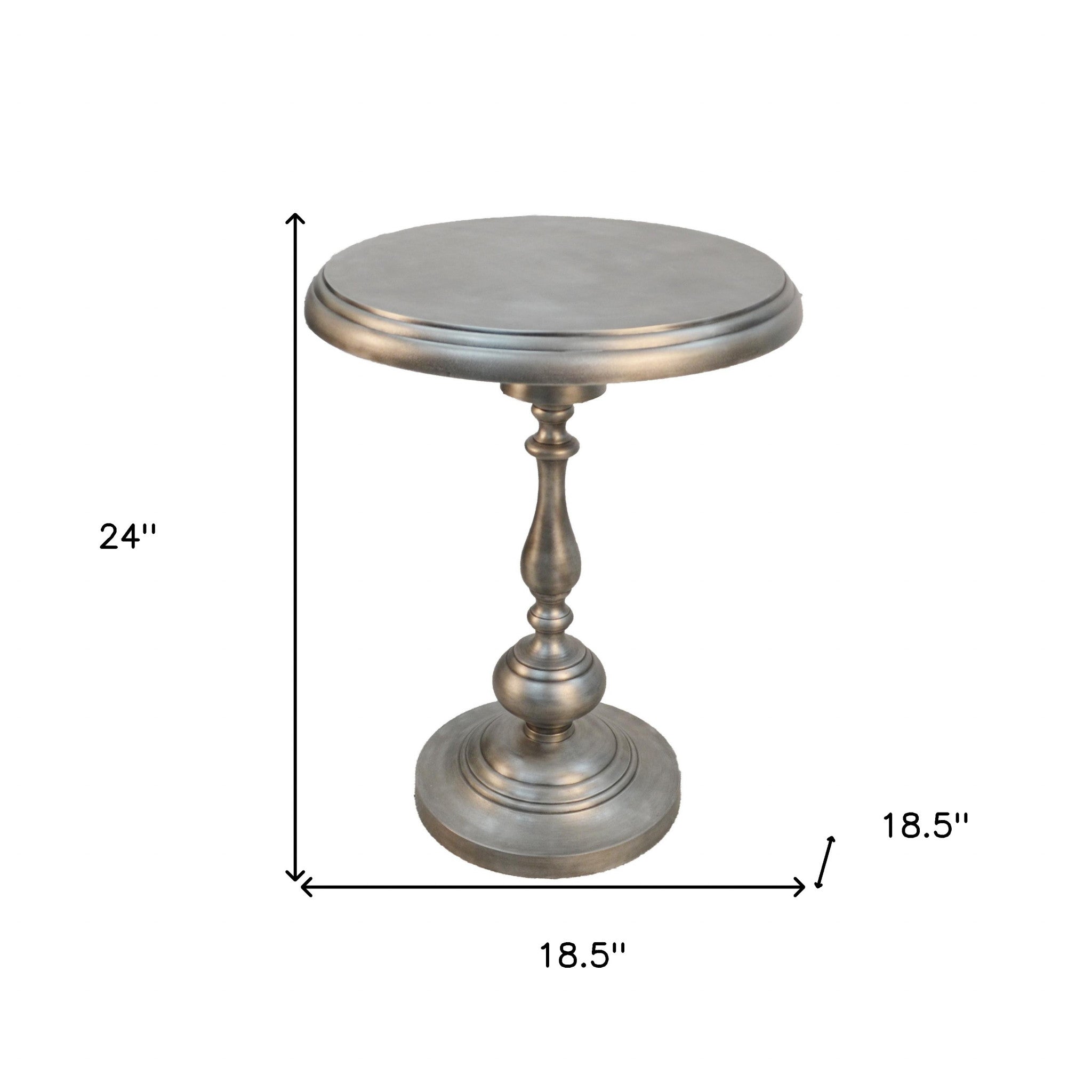24" Nickel Iron Round Pedestal End Table