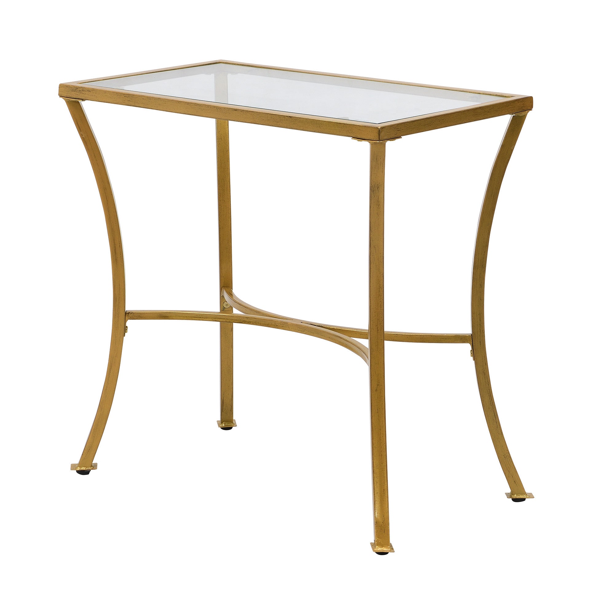 24" Gold Distressed Iron Round Pedestal End Table