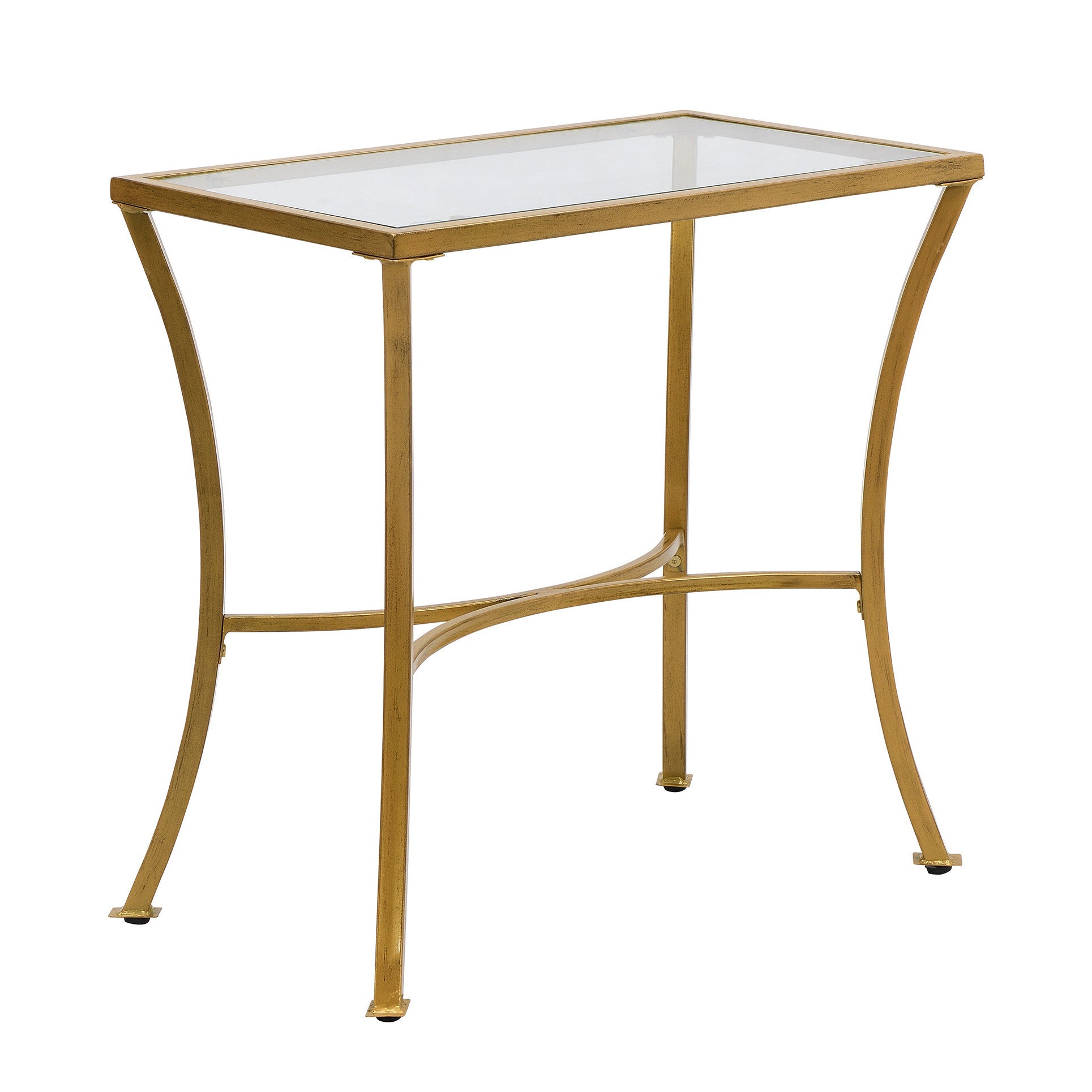 24" Gold Distressed Iron Round Pedestal End Table