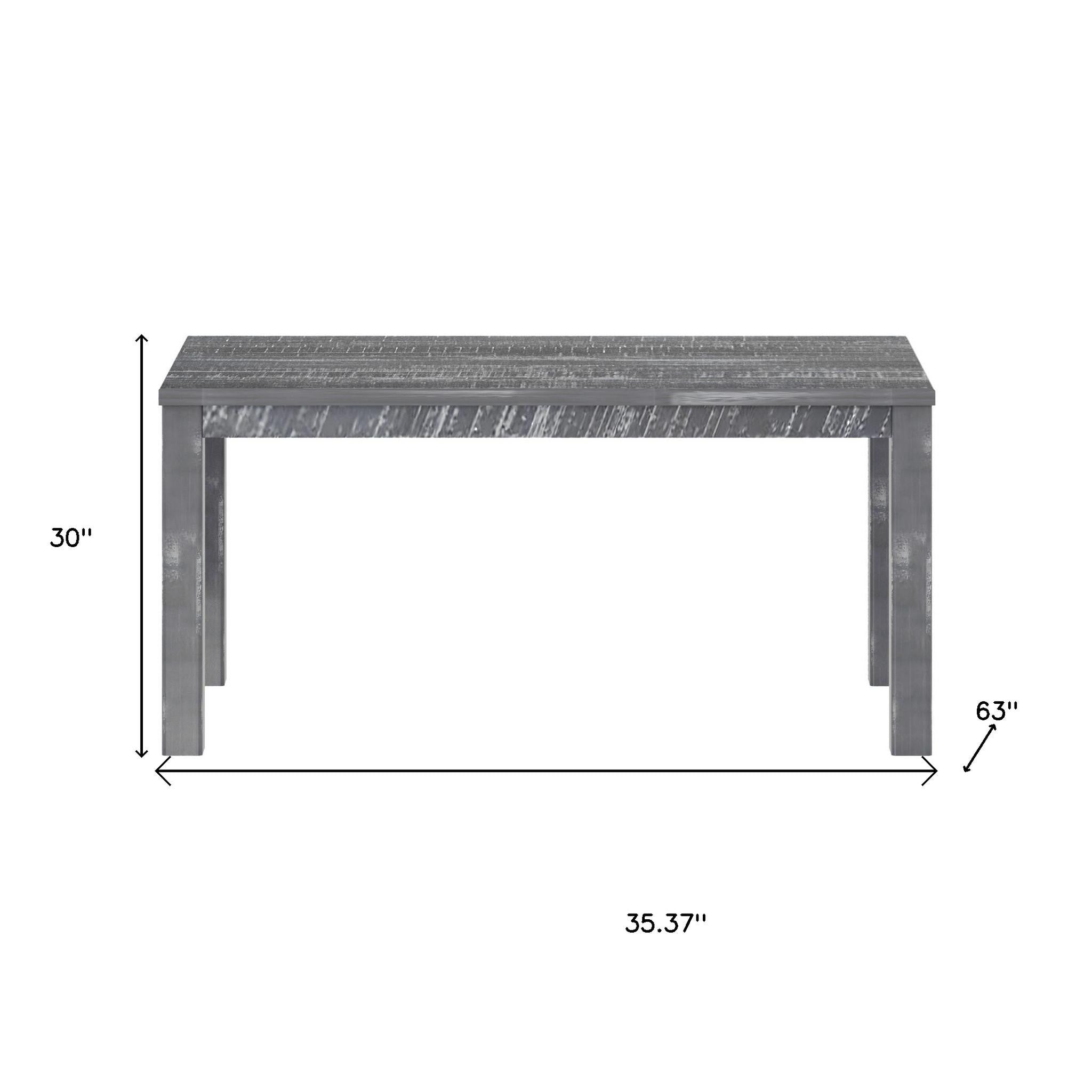 35" Gray Solid Wood Dining Table