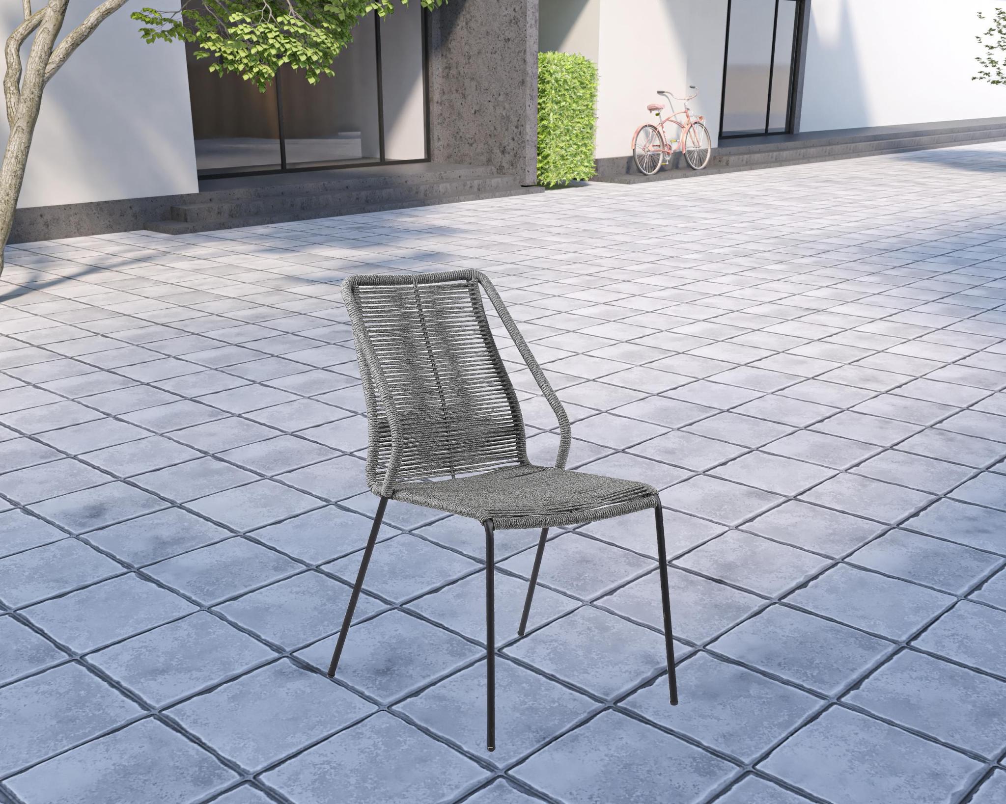 Five Piece Gray and Gray and Black Round Stone Dining Set with Four Chairs