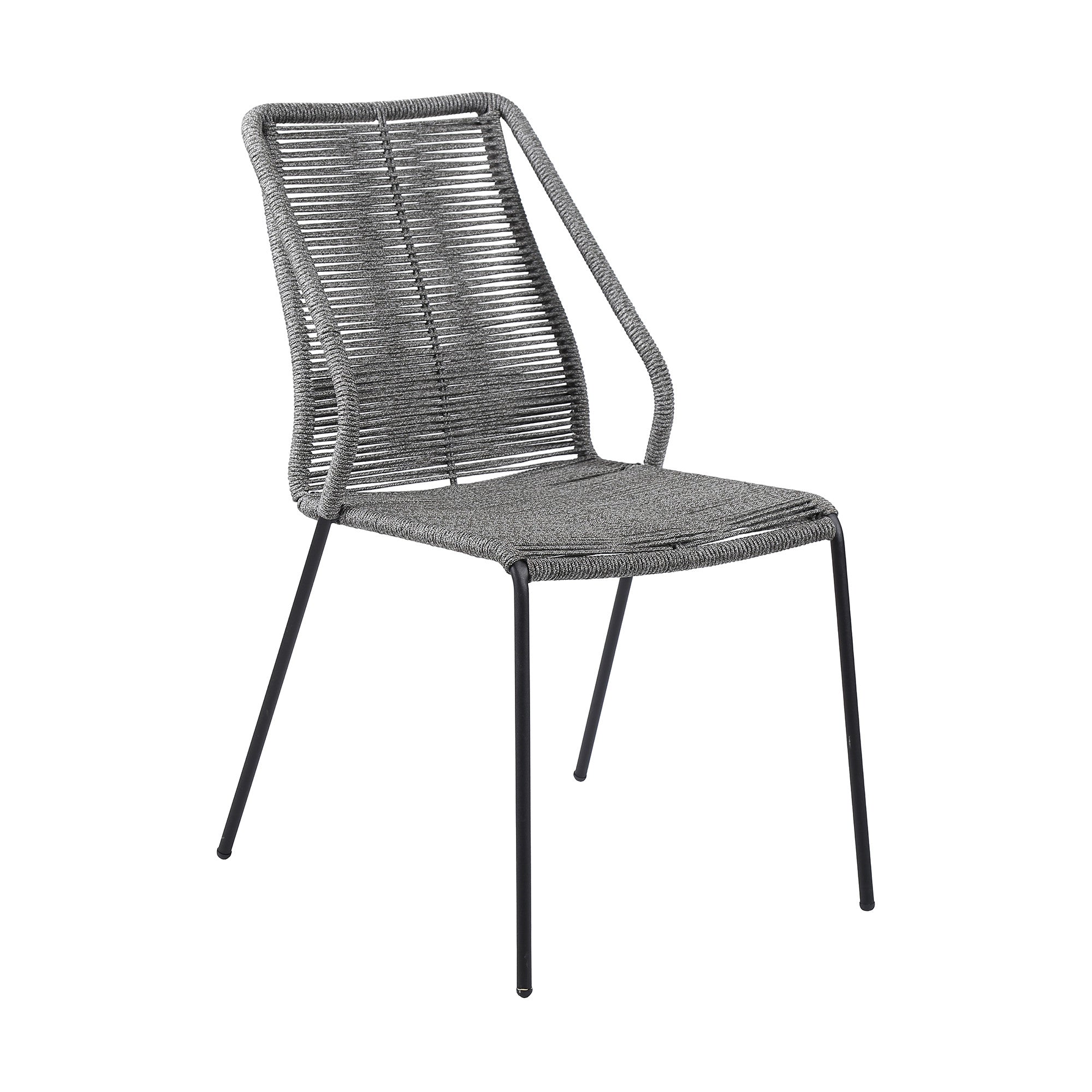 Five Piece Gray and Gray and Black Round Stone Dining Set with Four Chairs