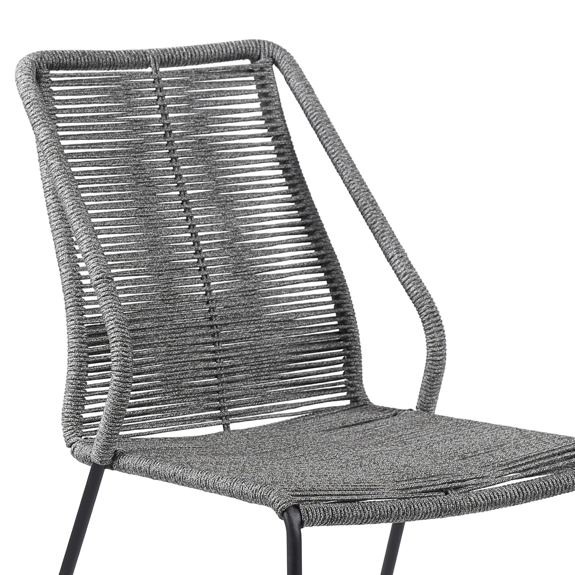 Five Piece Gray and Gray and Black Round Stone Dining Set with Four Chairs