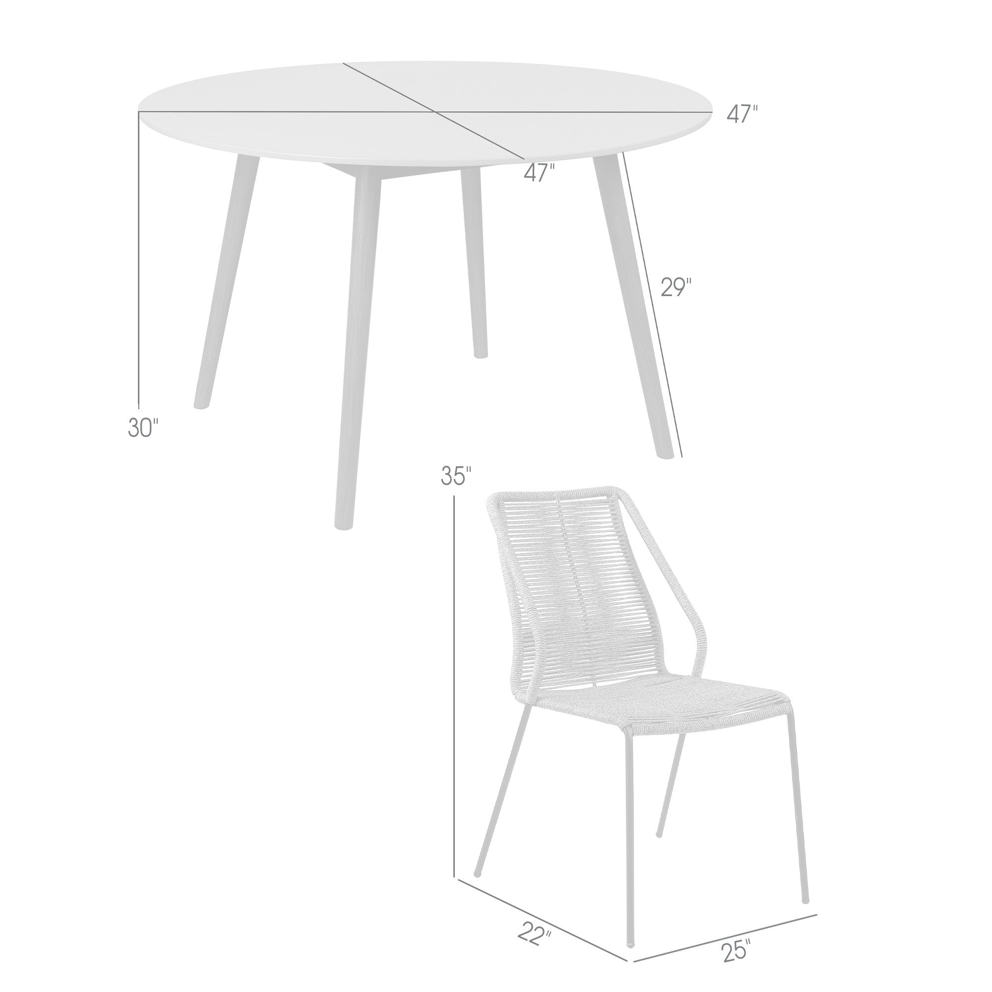 Five Piece Gray and Gray and Black Round Stone Dining Set with Four Chairs