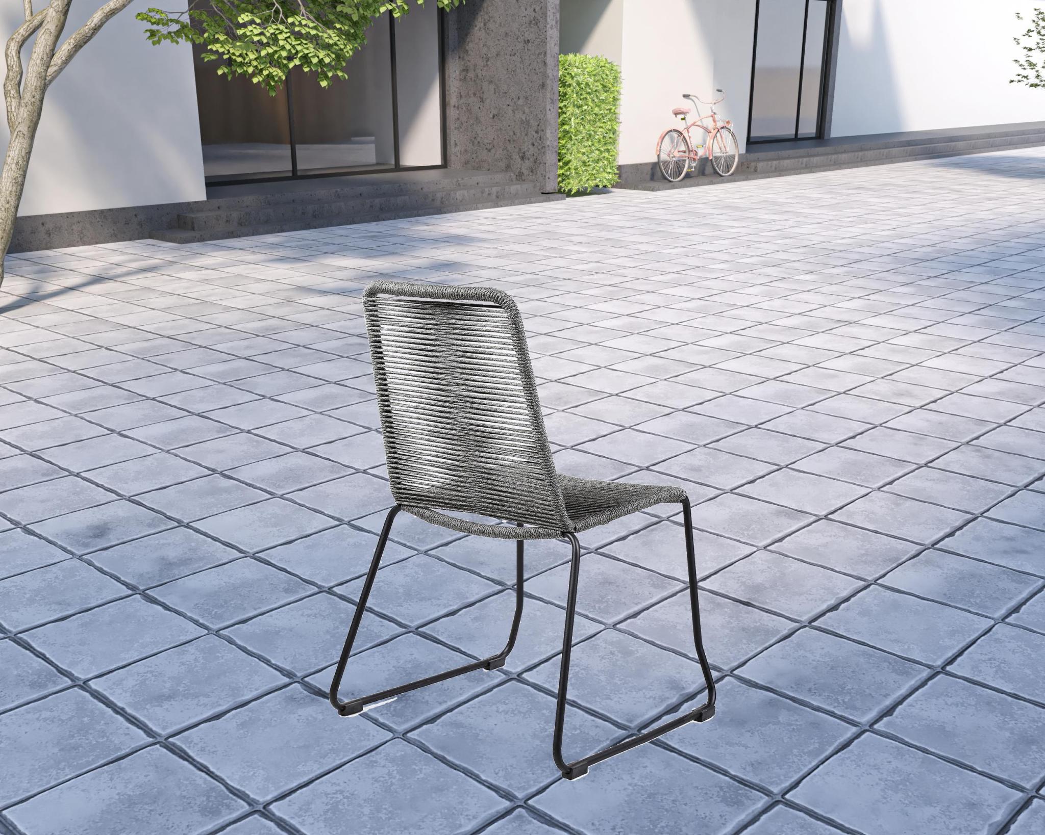 Five Piece Gray and Gray and Black Round Stone Dining Set with Four Chairs