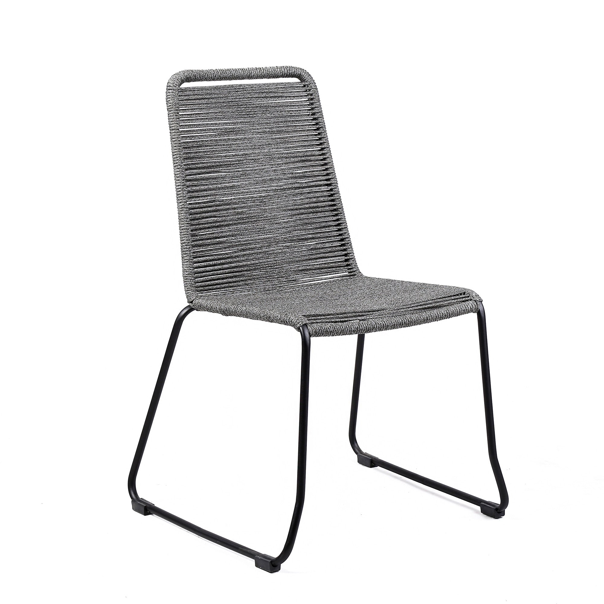 Five Piece Gray and Gray and Black Round Stone Dining Set with Four Chairs