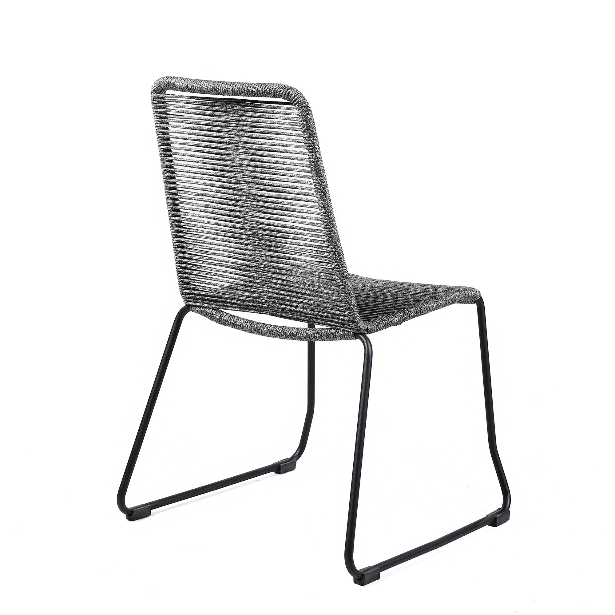 Five Piece Gray and Gray and Black Round Stone Dining Set with Four Chairs