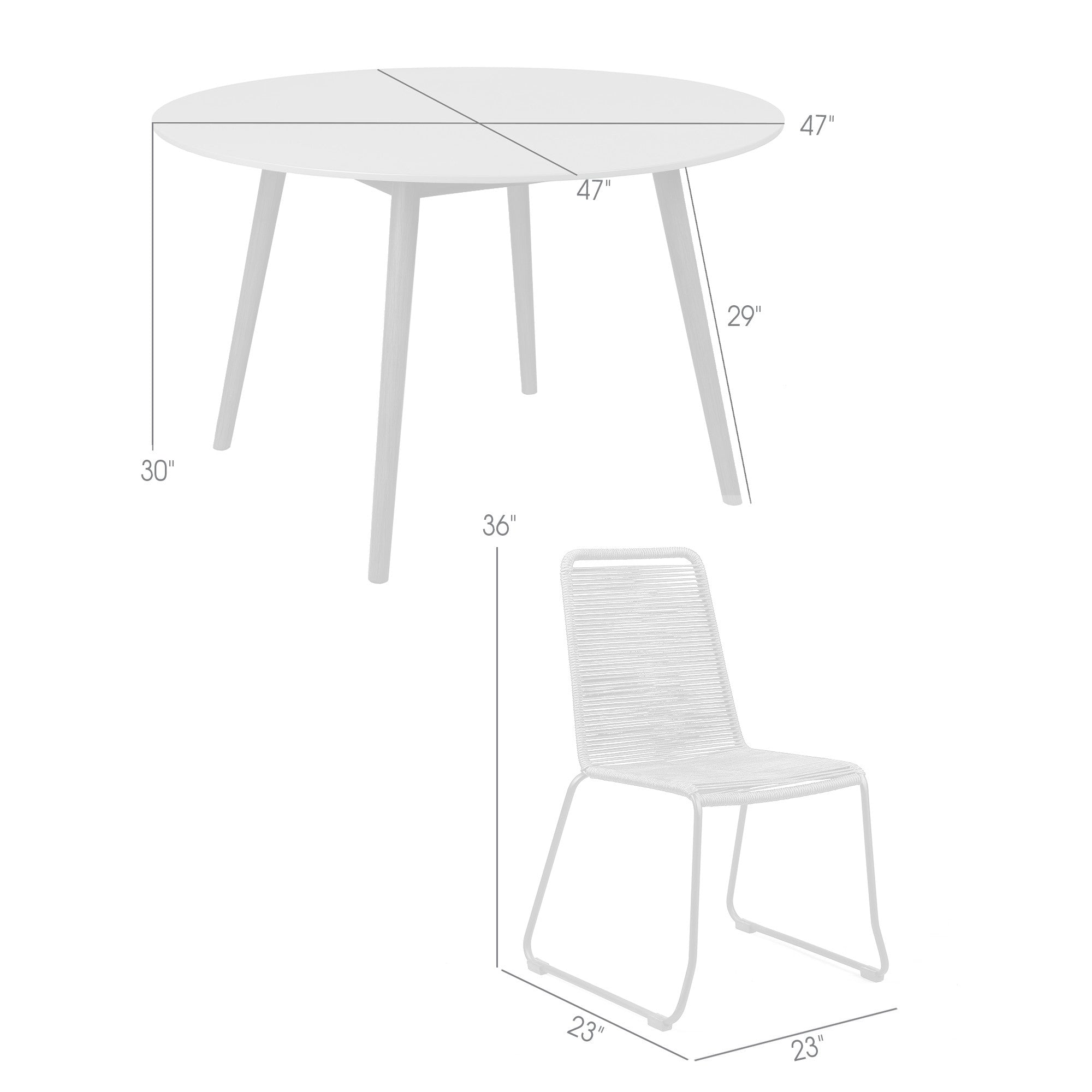 Five Piece Gray and Gray and Black Round Stone Dining Set with Four Chairs