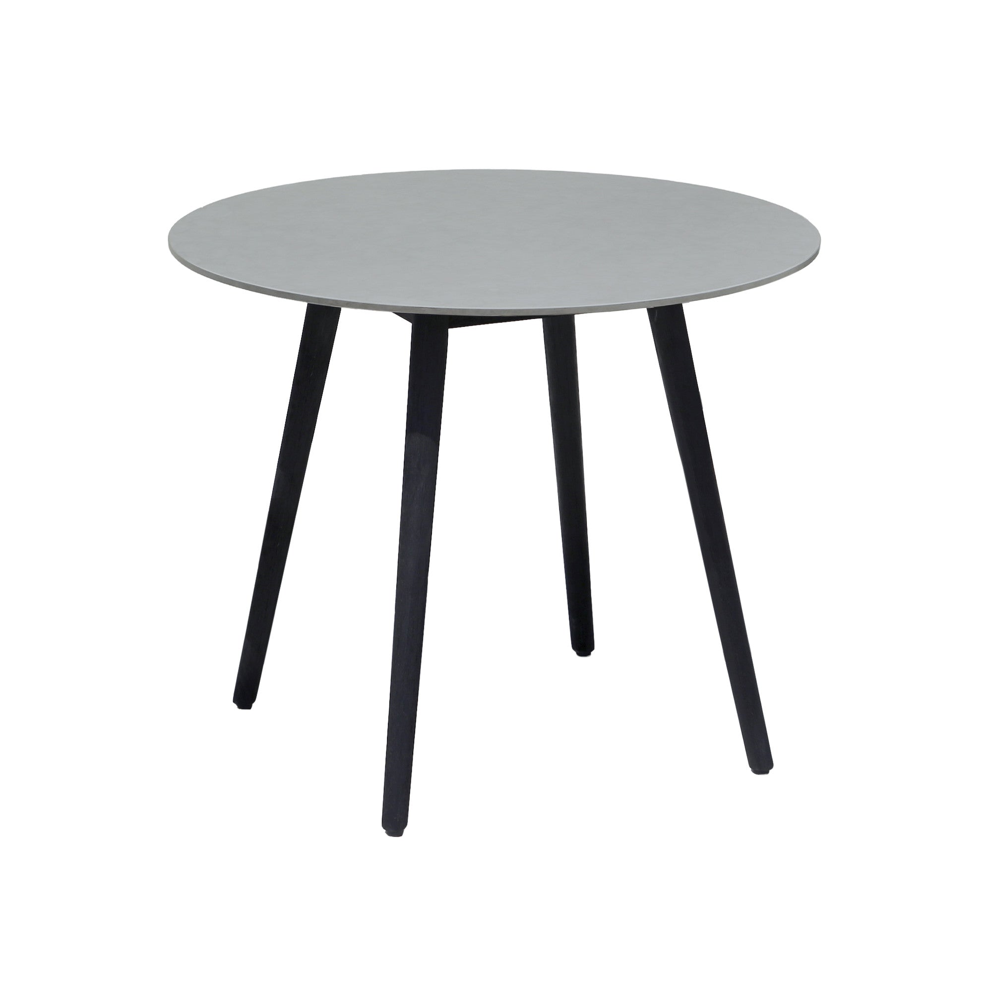 Three Piece Gray and Black Round Stone Dining Set with Two Chairs